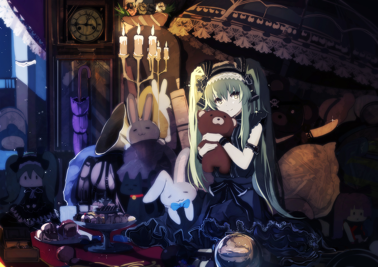 bba_biao, bunny, dress, goth-loli, hatsune_miku, headdress, lolita_fashion, long_hair