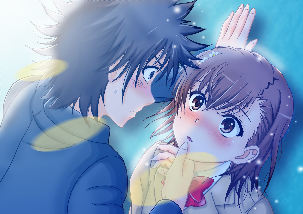 black_eyes, black_hair, blush, brown_eyes, brown_hair, flowers, h.i.t_(59-18-45), kamijou_touma