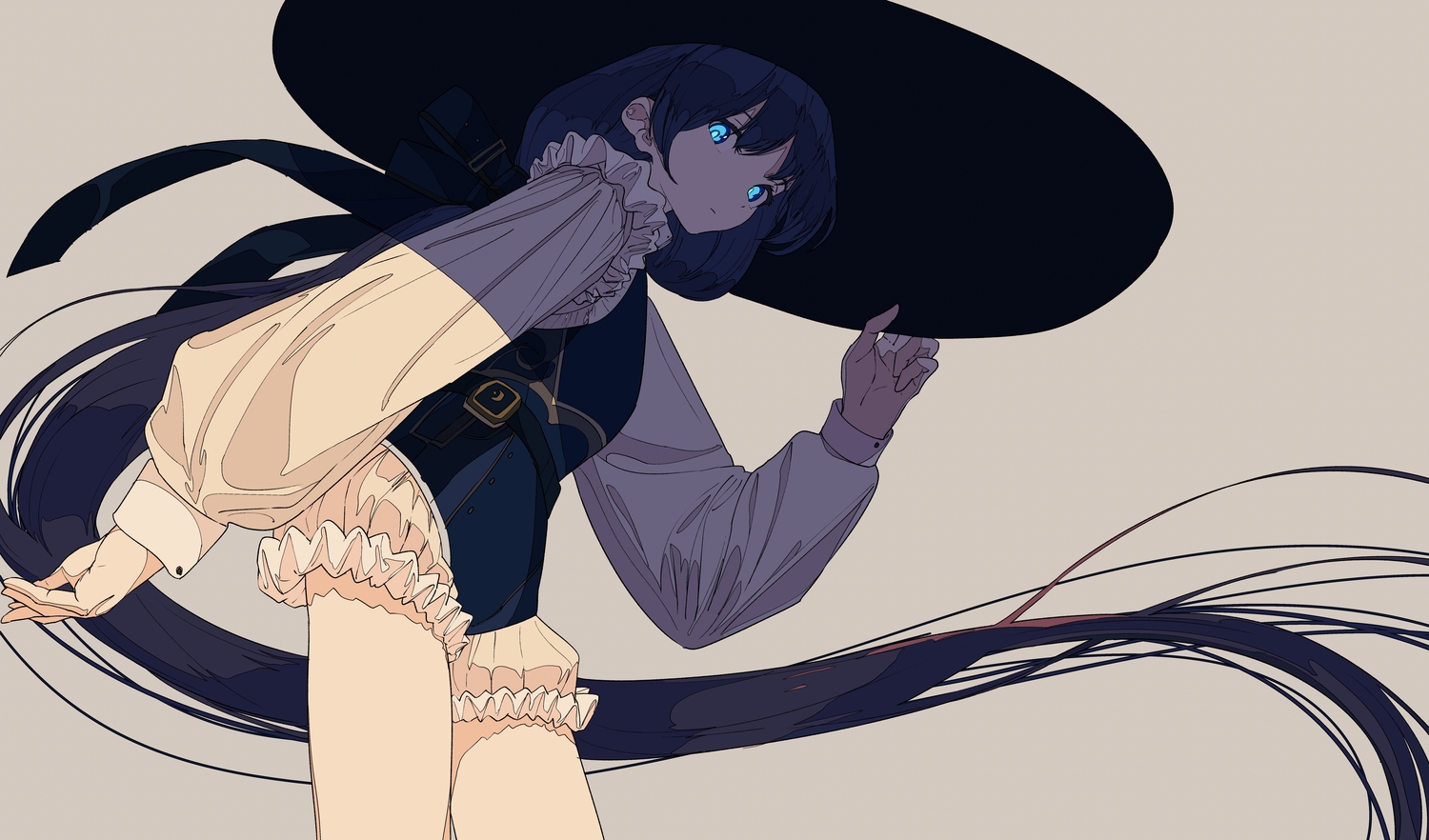 black_hair, blue_eyes, hat, kogecha_(coge_ch), long_hair, original