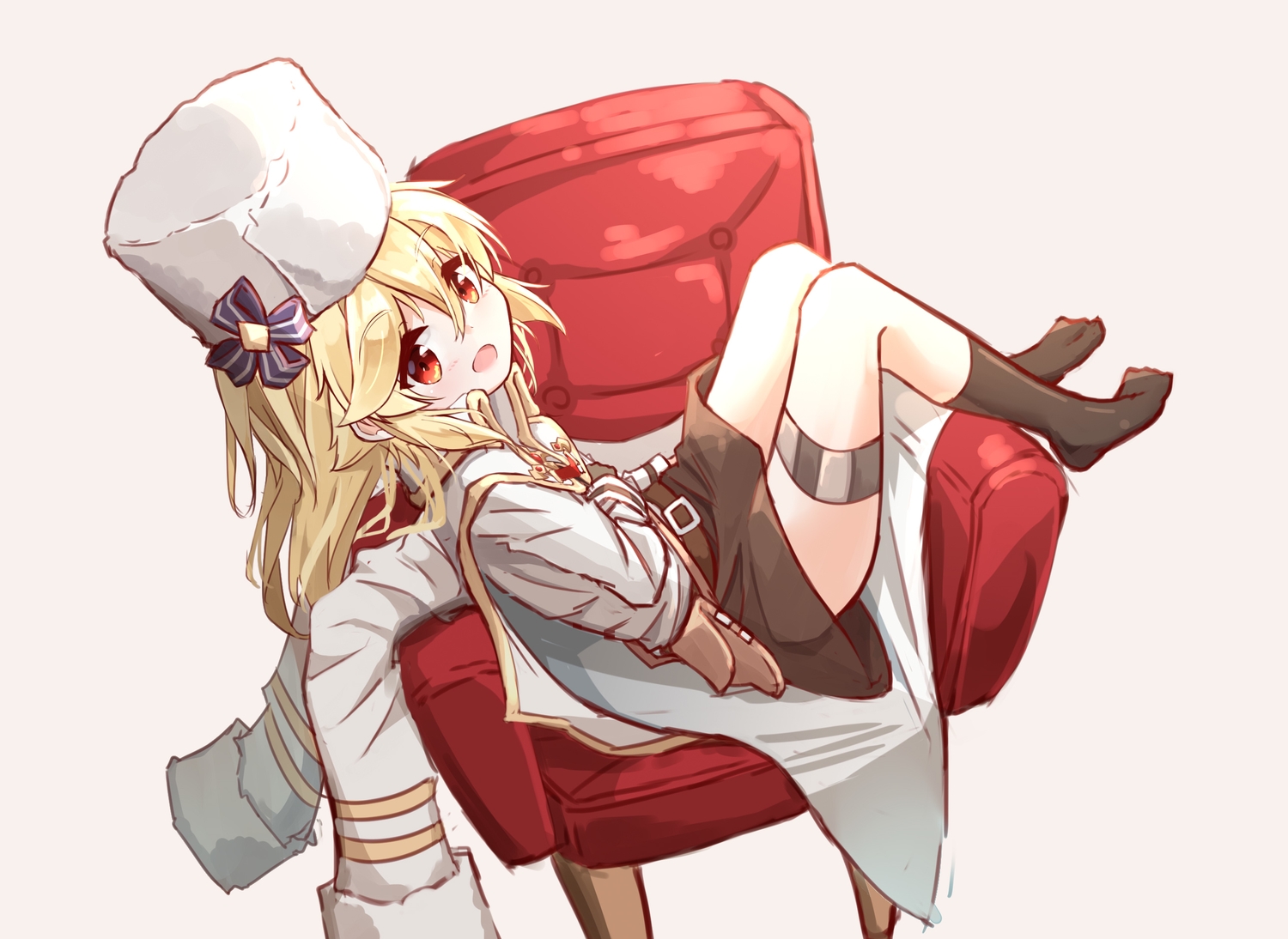 anthropomorphism, blonde_hair, garter, girls_frontline, gloves, hat, kneehighs, long_hair