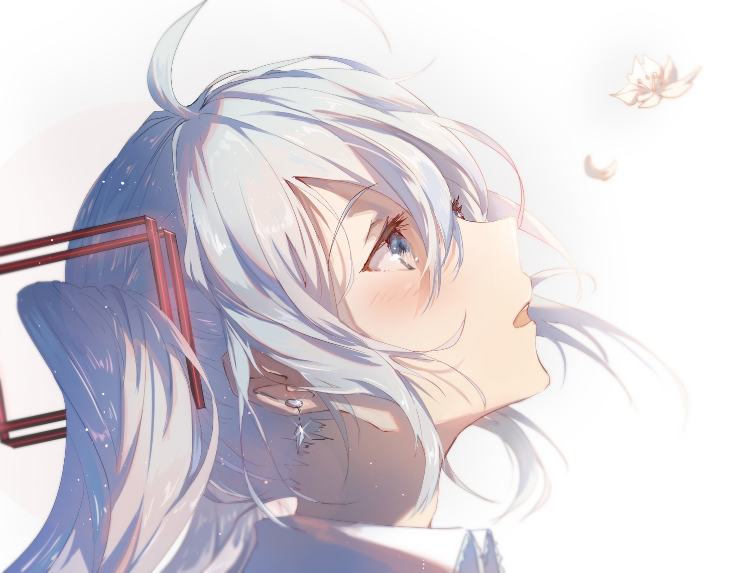 blue_eyes, blue_hair, blush, cherry_blossoms, close, flowers, hatsune_miku, long_hair, taka_(0taka), twintails, vocaloid