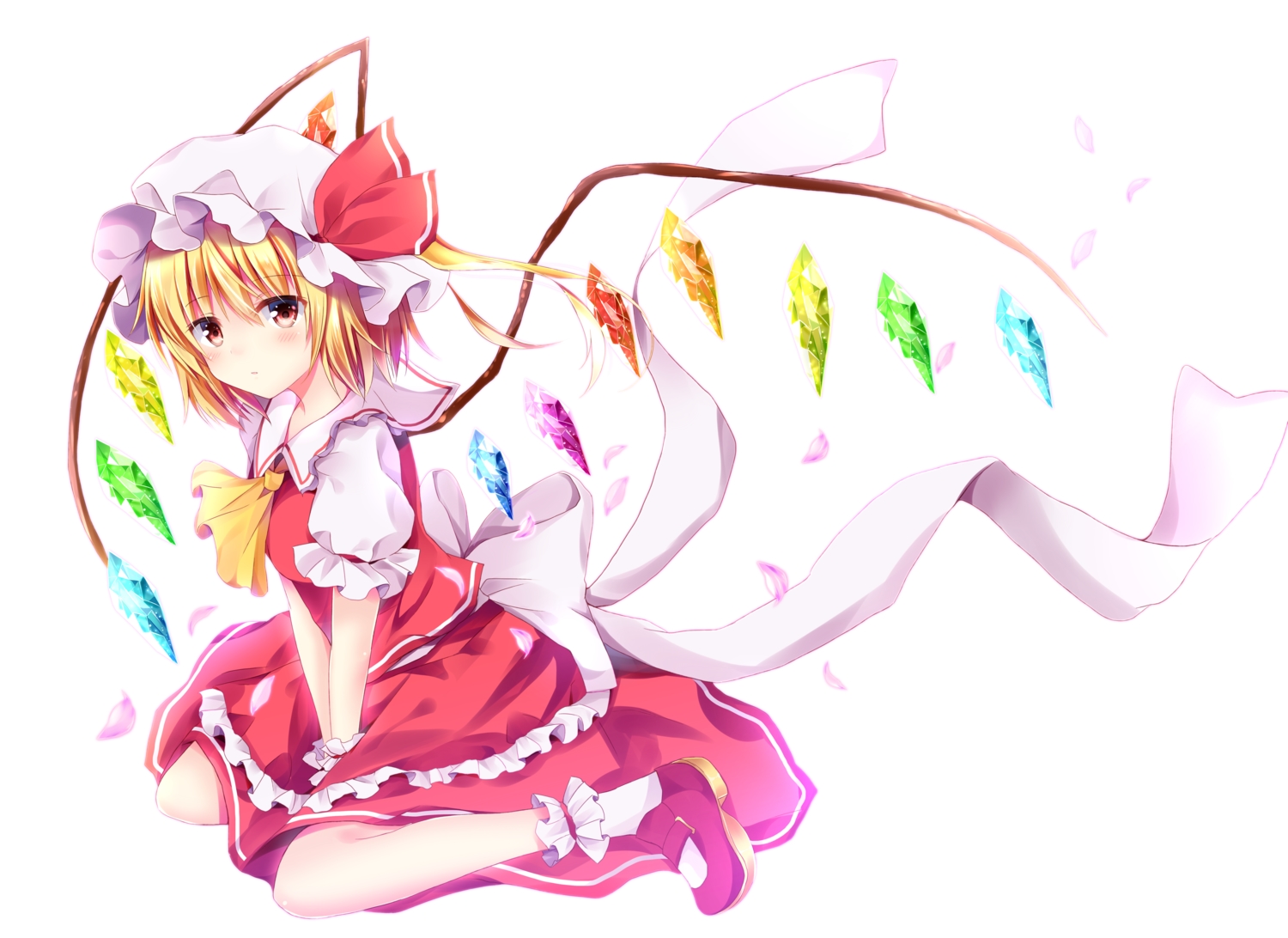 blonde_hair, flandre_scarlet, hat, hyurasan, red_eyes, short_hair, touhou, vampire