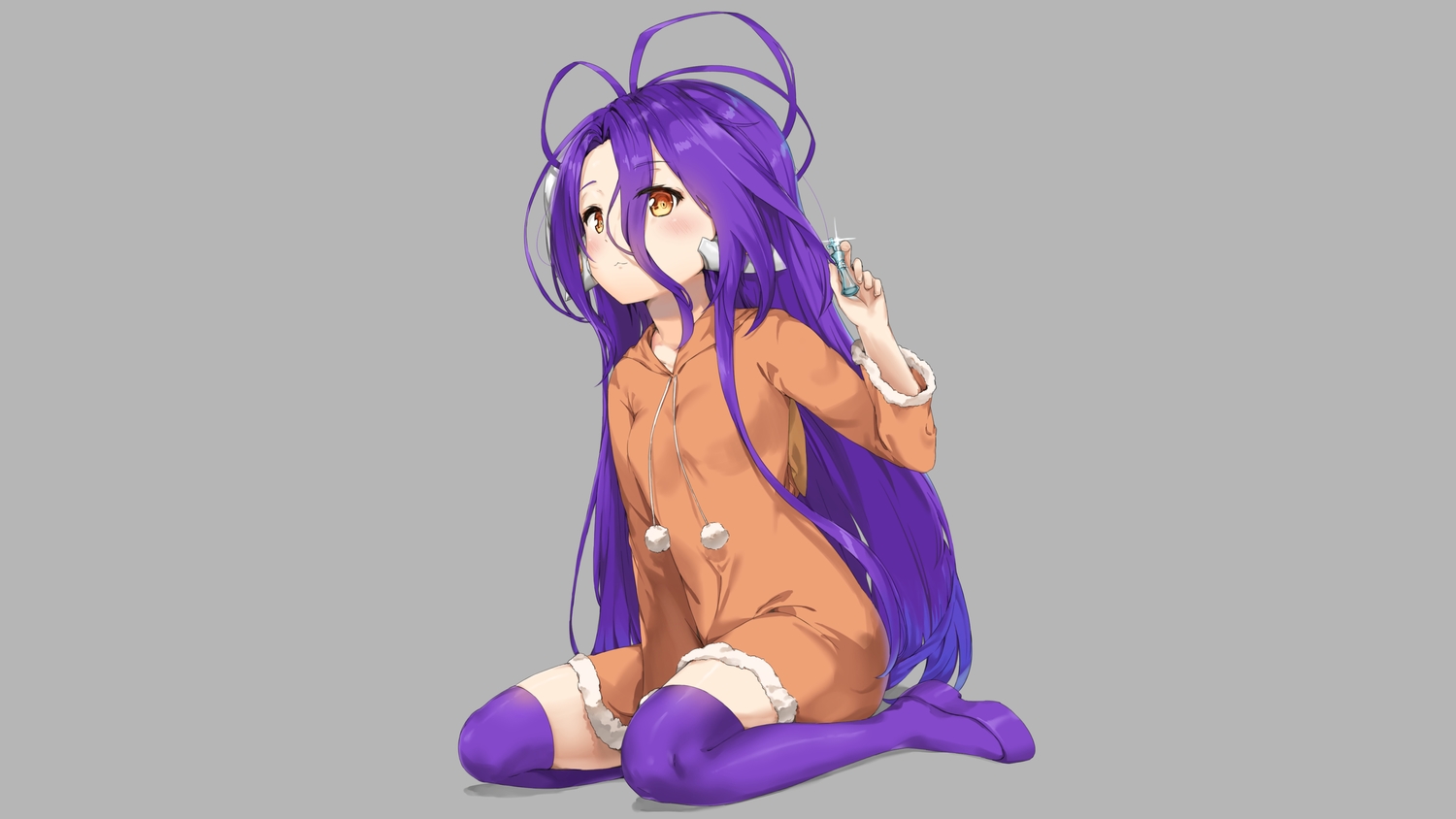 boots, cat_smile, gray, hood, loli, long_hair, no_game_no_life, orange_eyes