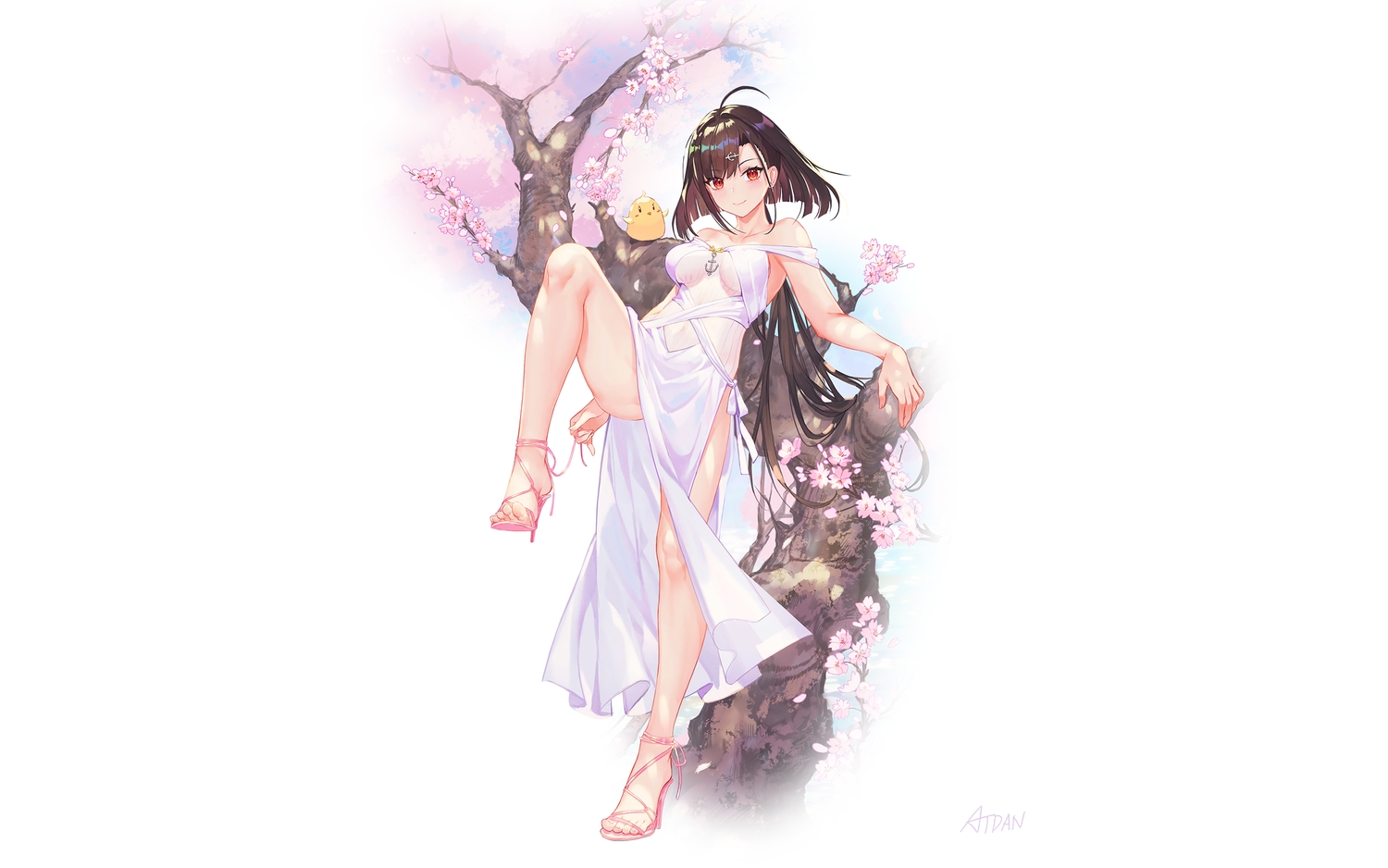 animal, anthropomorphism, atdan, azur_lane, bird, cherry_blossoms, flowers, independence_(azur_lane)