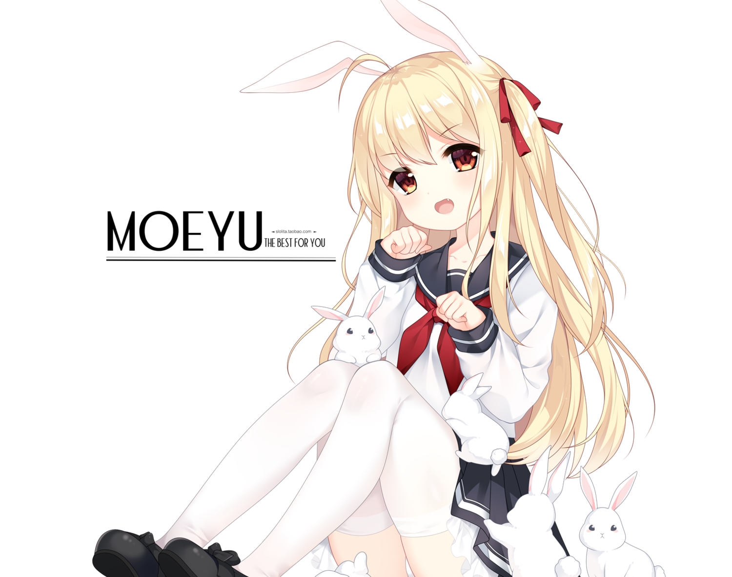 animal, animal_ears, blonde_hair, bunny_ears, bunnygirl, cropped, fang, loli