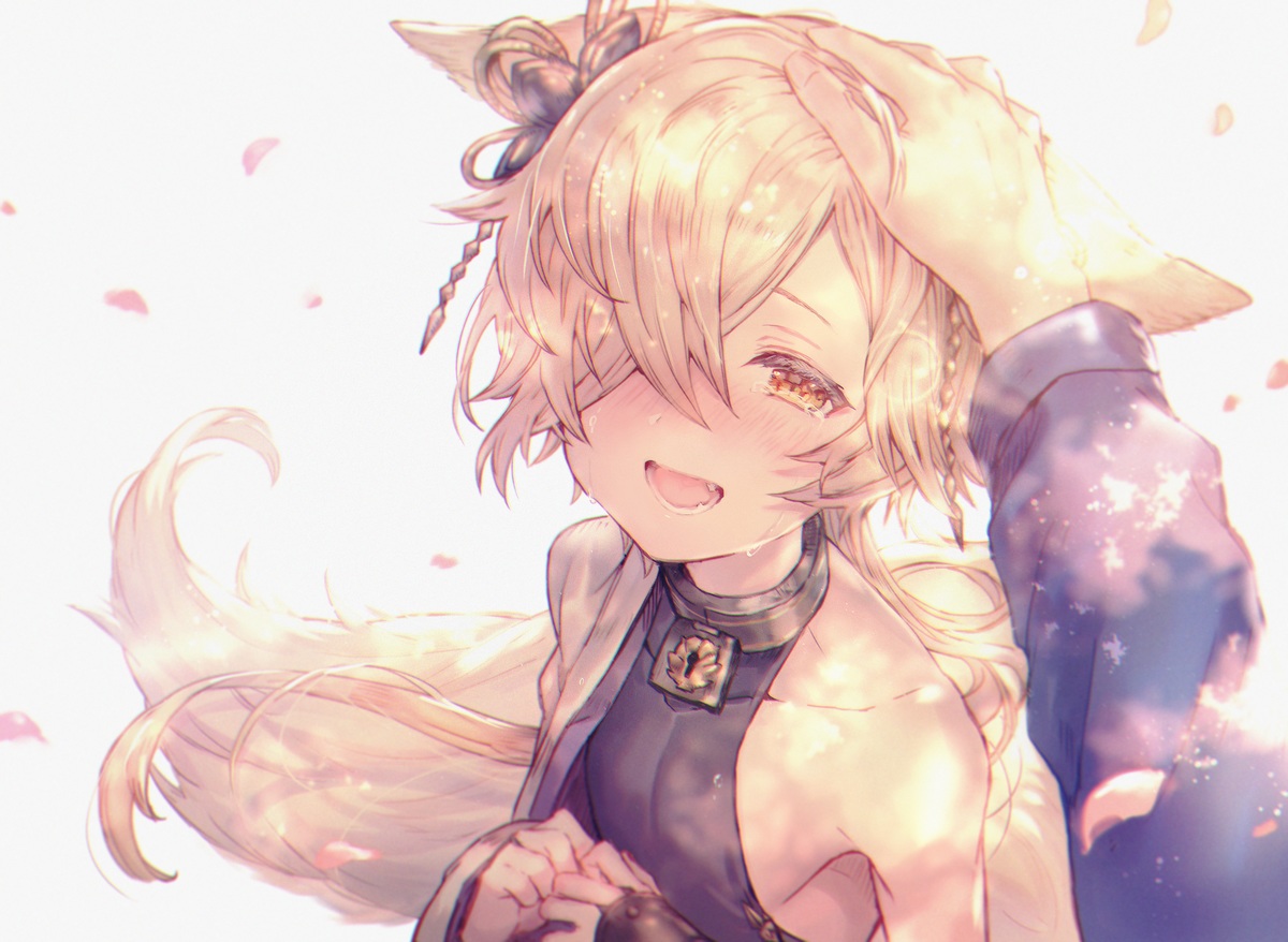 all_male, animal_ears, blonde_hair, blush, close, collar, fang, granblue_fantasy