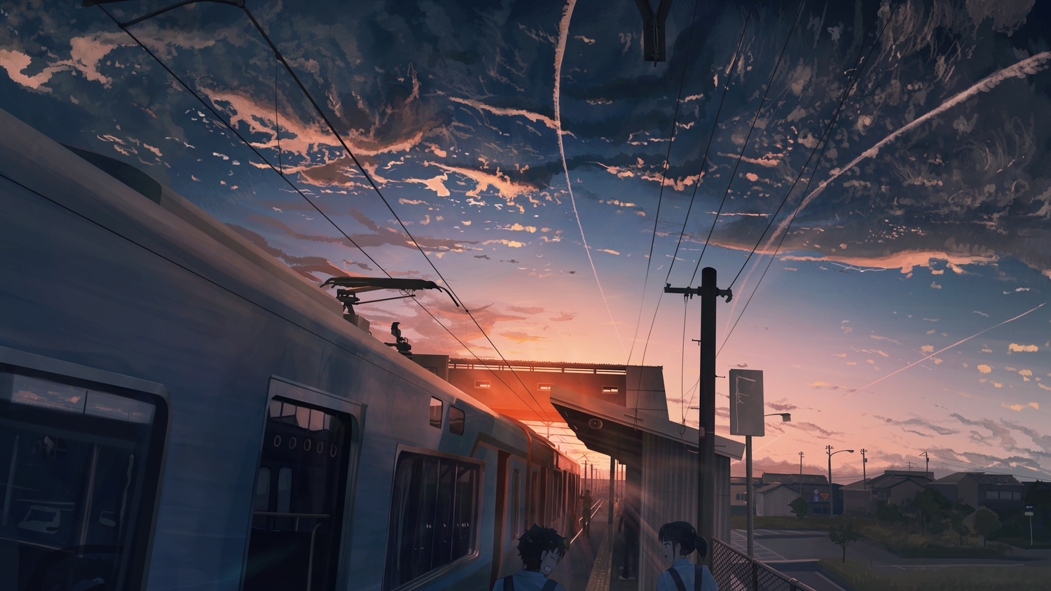 banishment, building, city, clouds, dark, male, original, ponytail