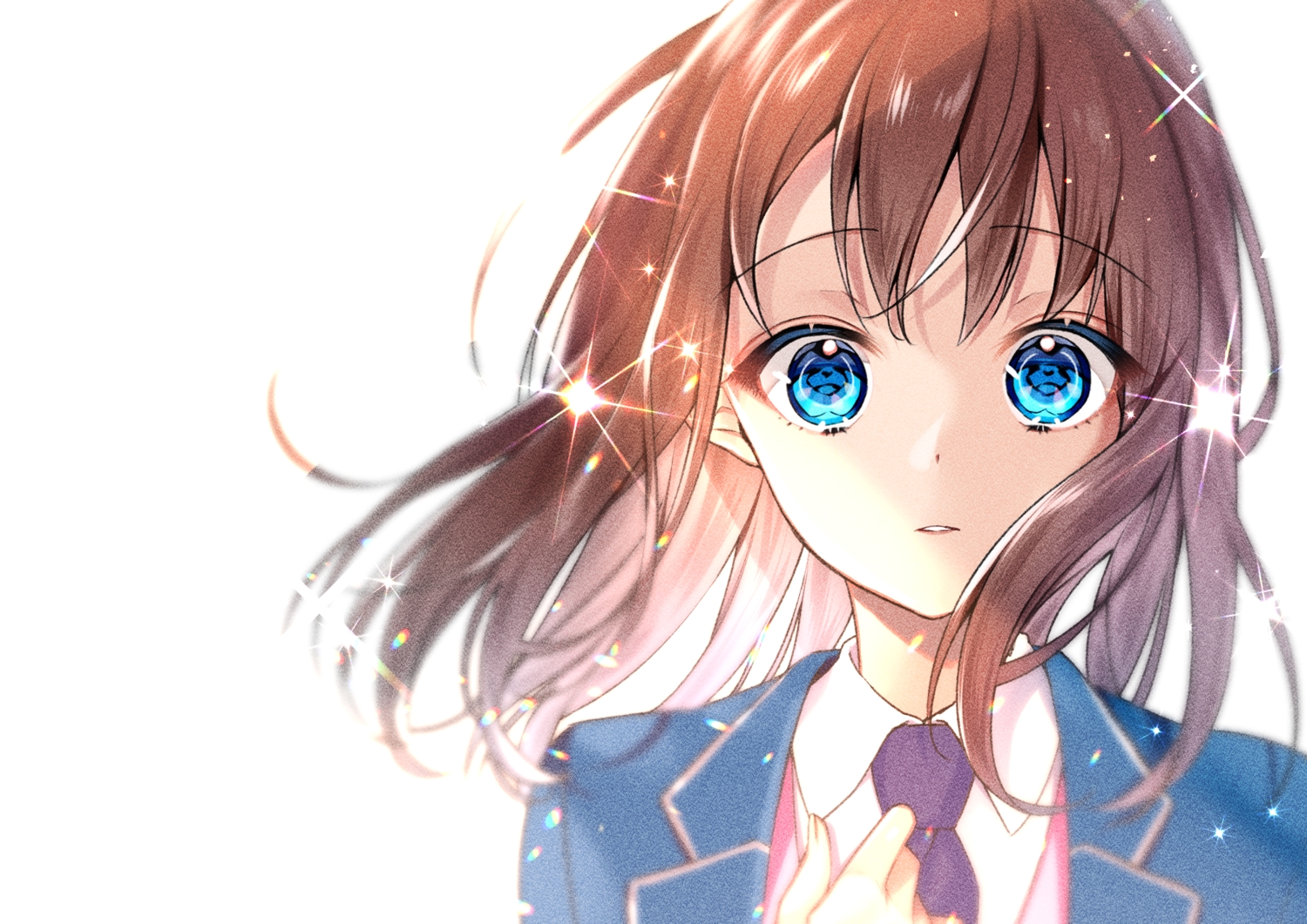 anzu_(ensemble_stars!), aqua_eyes, blue_eyes, brown_hair, chano_hinano, close, ensemble_stars!, school_uniform, short_hair, tie, white