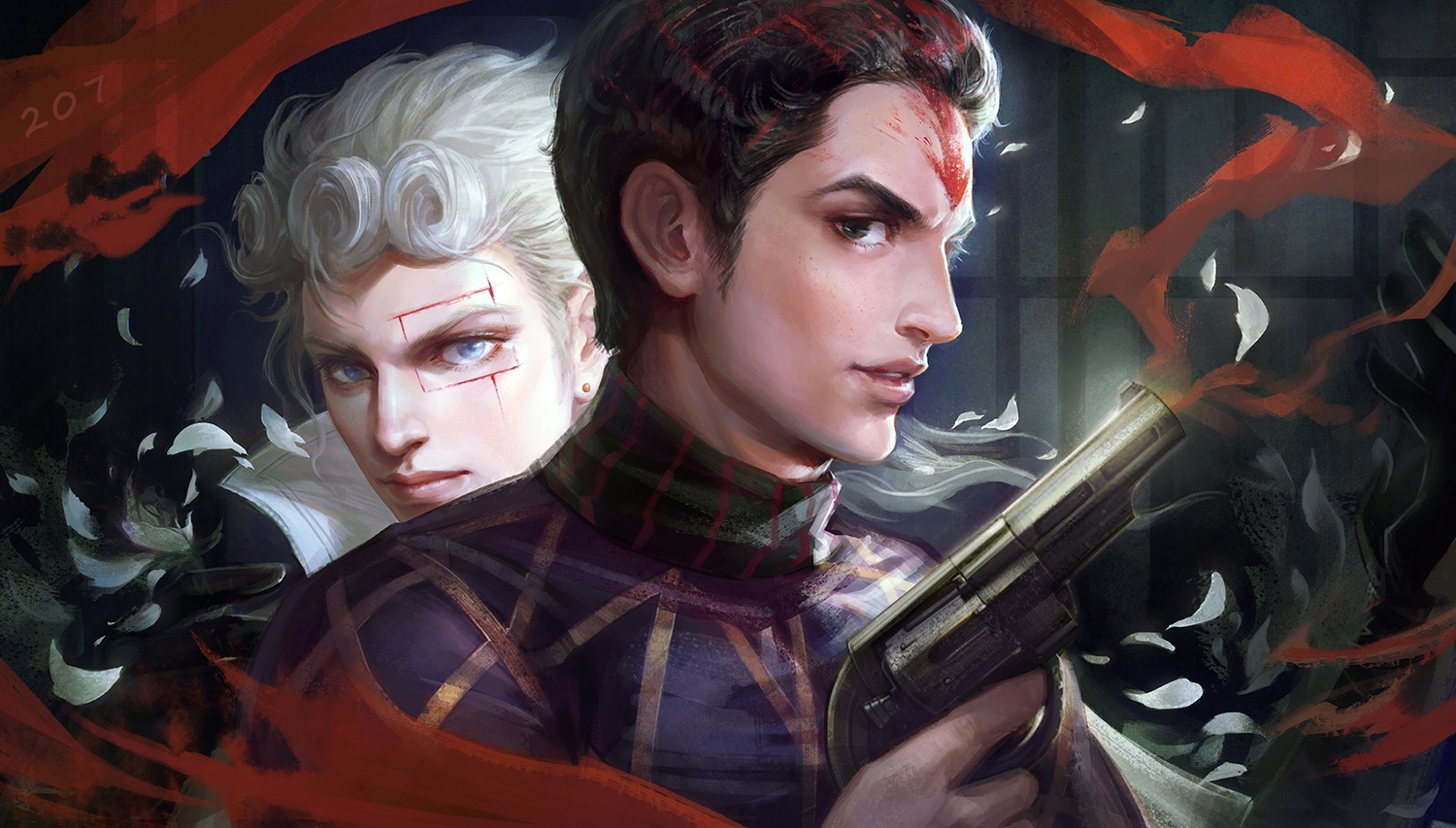 207, all_male, black_eyes, black_hair, blood, blue_eyes, close, giorno_giovanna