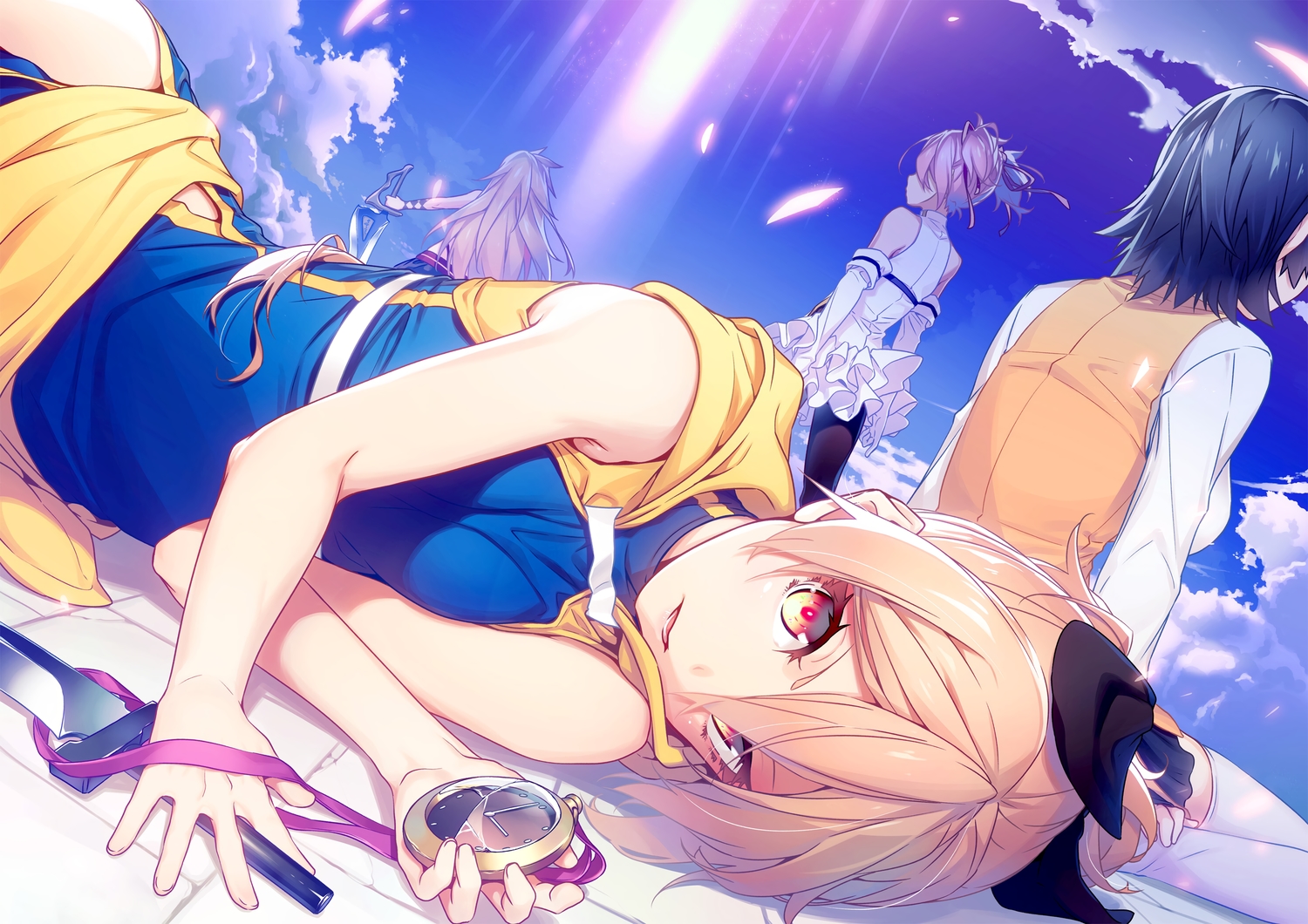 chinese_clothes, chinese_dress, dress, group, menou_(shokei_shoujo_no_virign_road), nilitsu, pantyhose, school_uniform