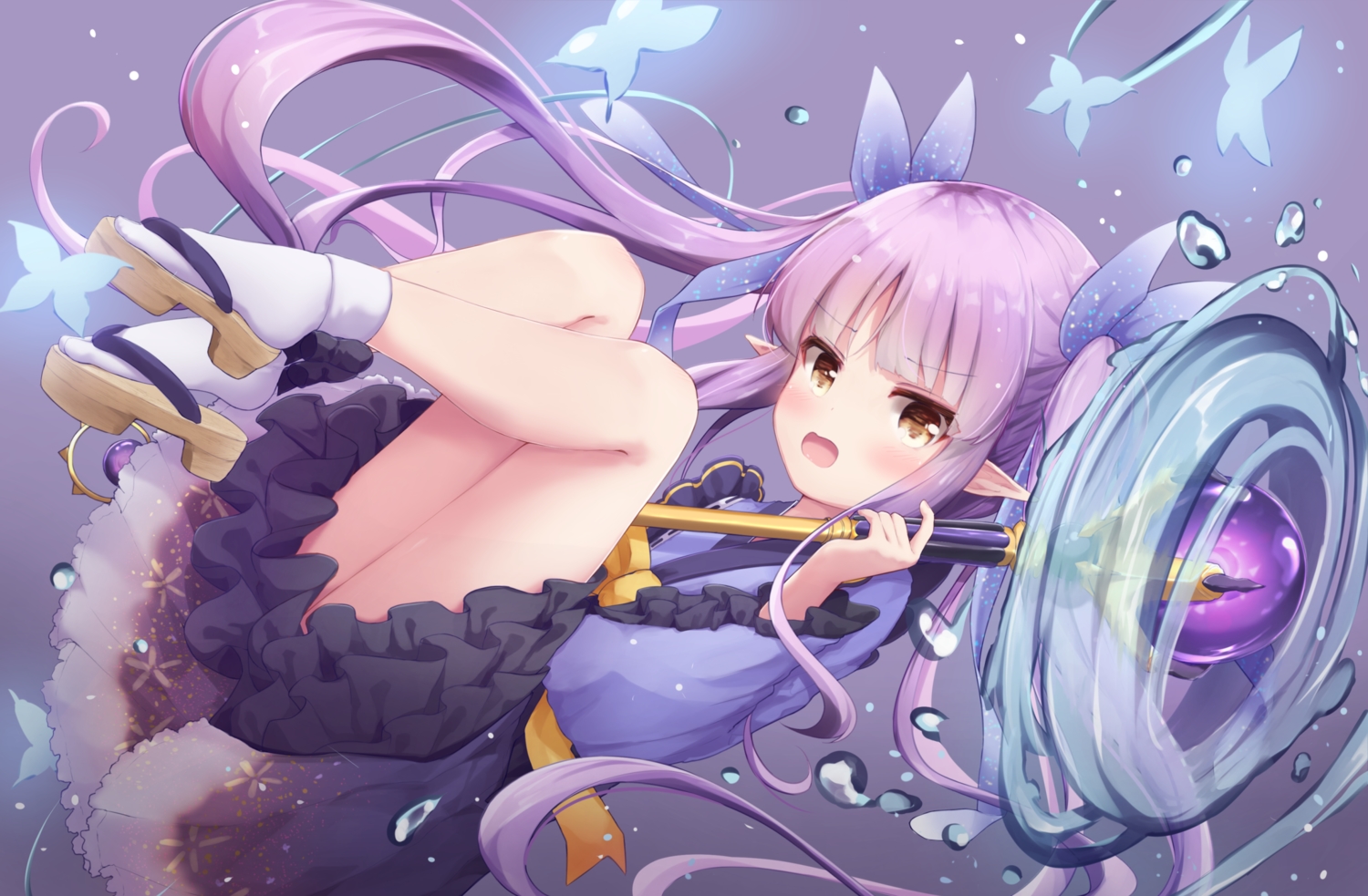 blush, brown_eyes, hikawa_kyoka, loli, long_hair, magic, pointed_ears, princess_connect!