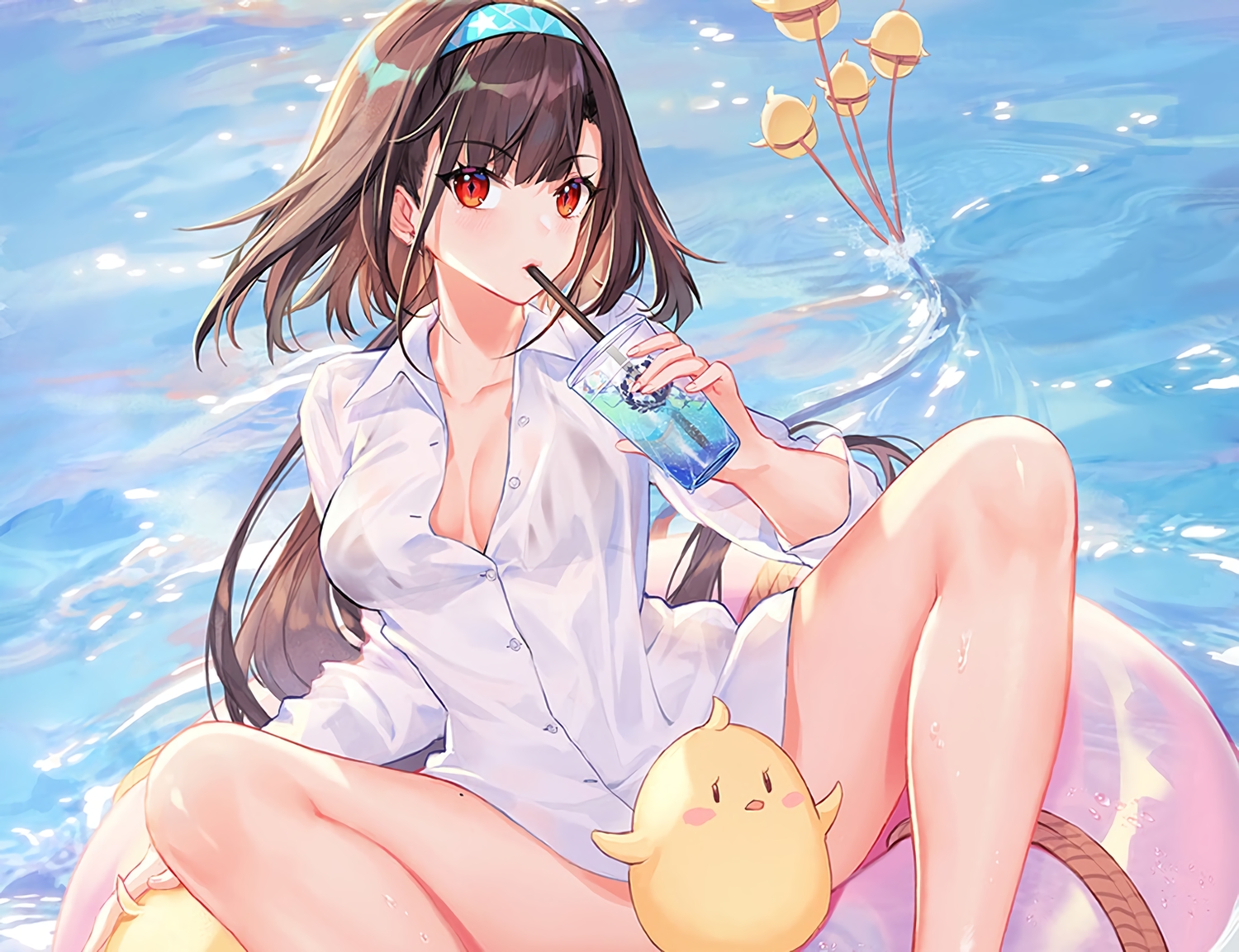 animal, anthropomorphism, atdan, azur_lane, bird, blush, breasts, brown_hair