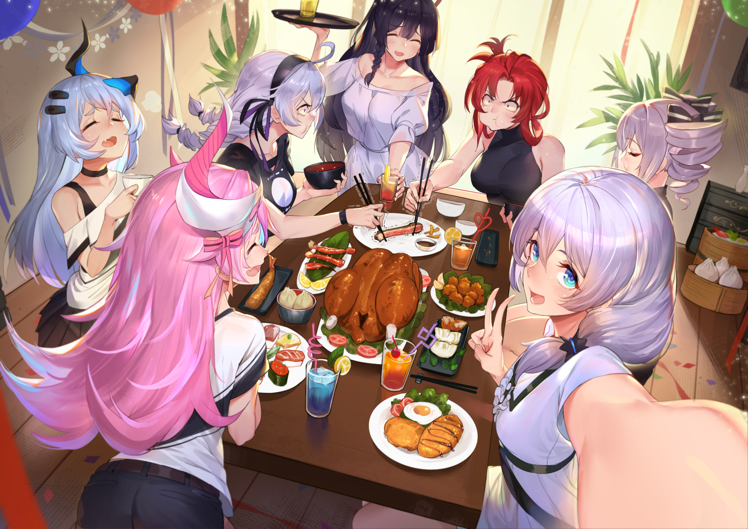 aqua_eyes, ass, black_hair, blush, braids, bronya_zaychik, cherry, choker