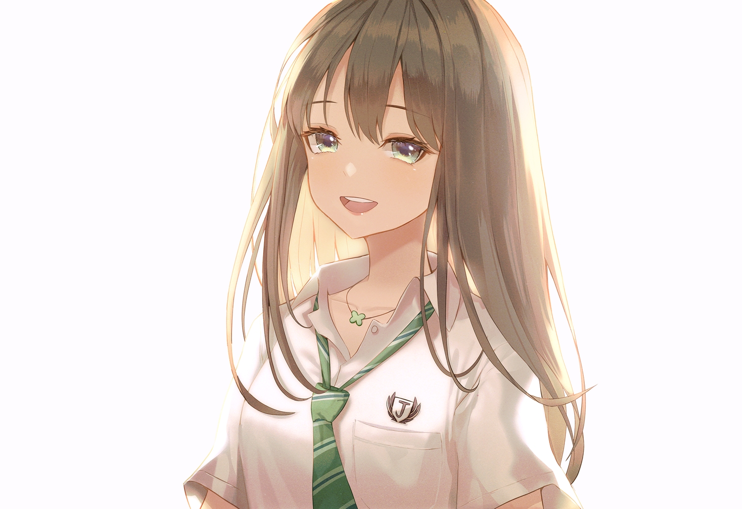 bosumonki, brown_hair, green_eyes, idolmaster, idolmaster_cinderella_girls, long_hair, school_uniform, shibuya_rin, tie, white