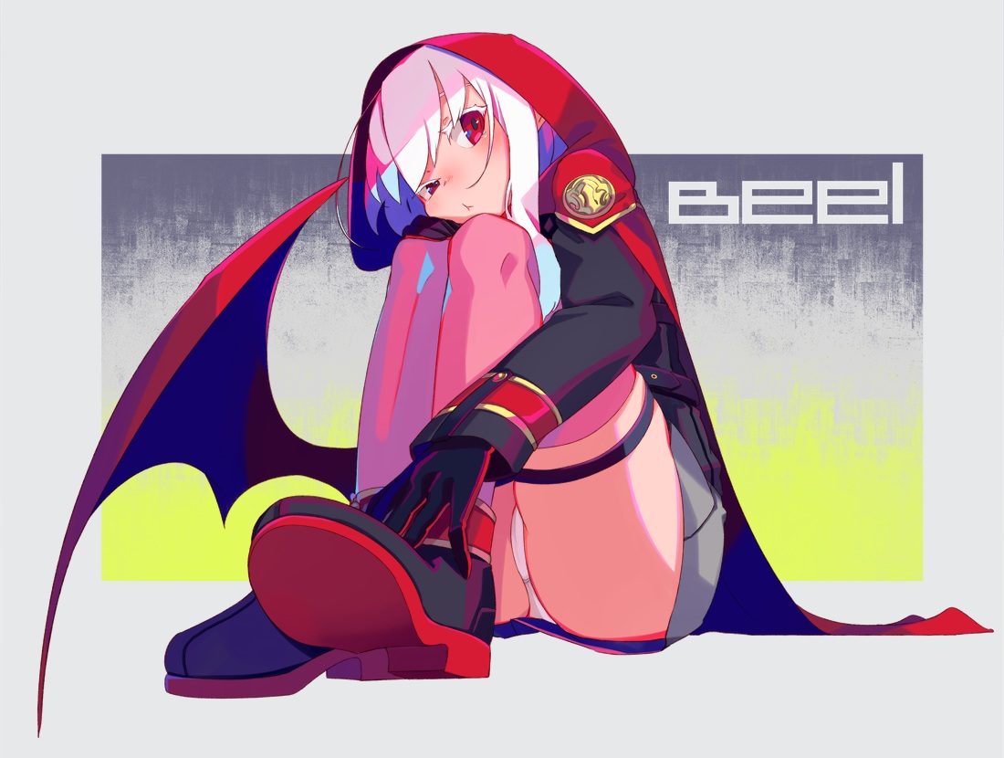 boots, cape, garter, gloves, hood, long_hair, original, panties