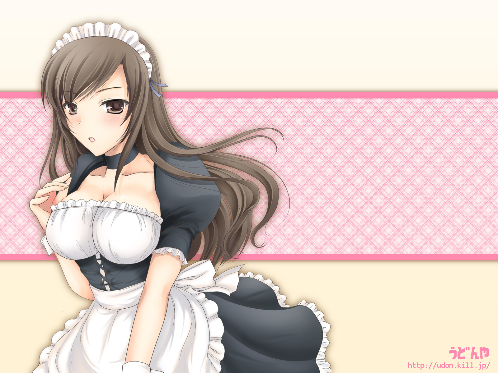 blush, brown_eyes, brown_hair, kizuki_aruchu, long_hair, maid, original