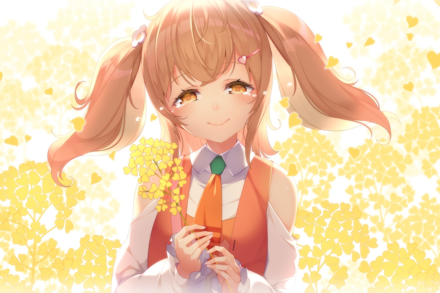 animare, brown_hair, inaba_haneru, kokka_han, long_hair, orange_eyes, tears, tie