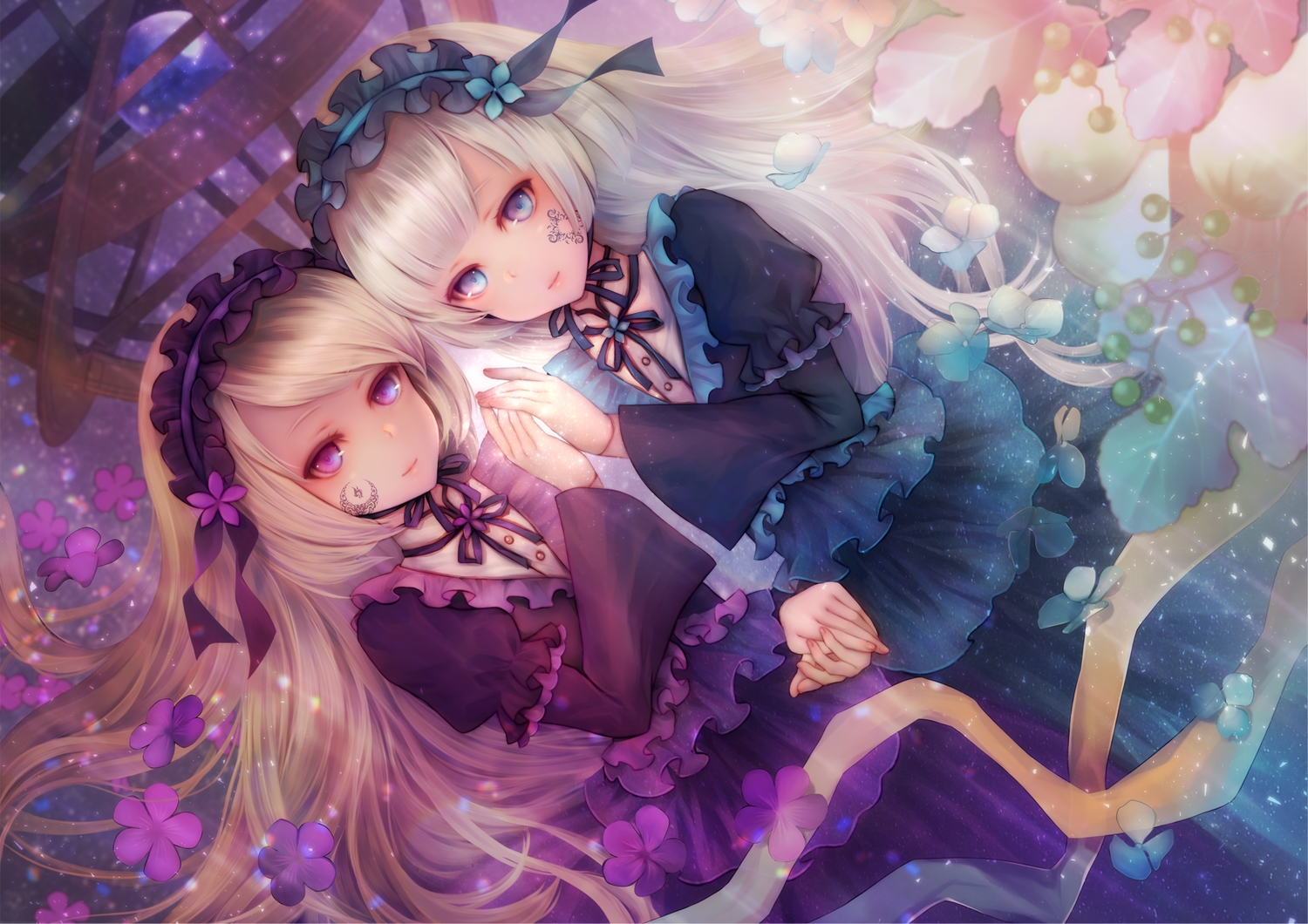 2girls, dress, goth-loli, hortense, lolita_fashion, megumi_(piyo7piyo9), sound_horizon, twins, violette