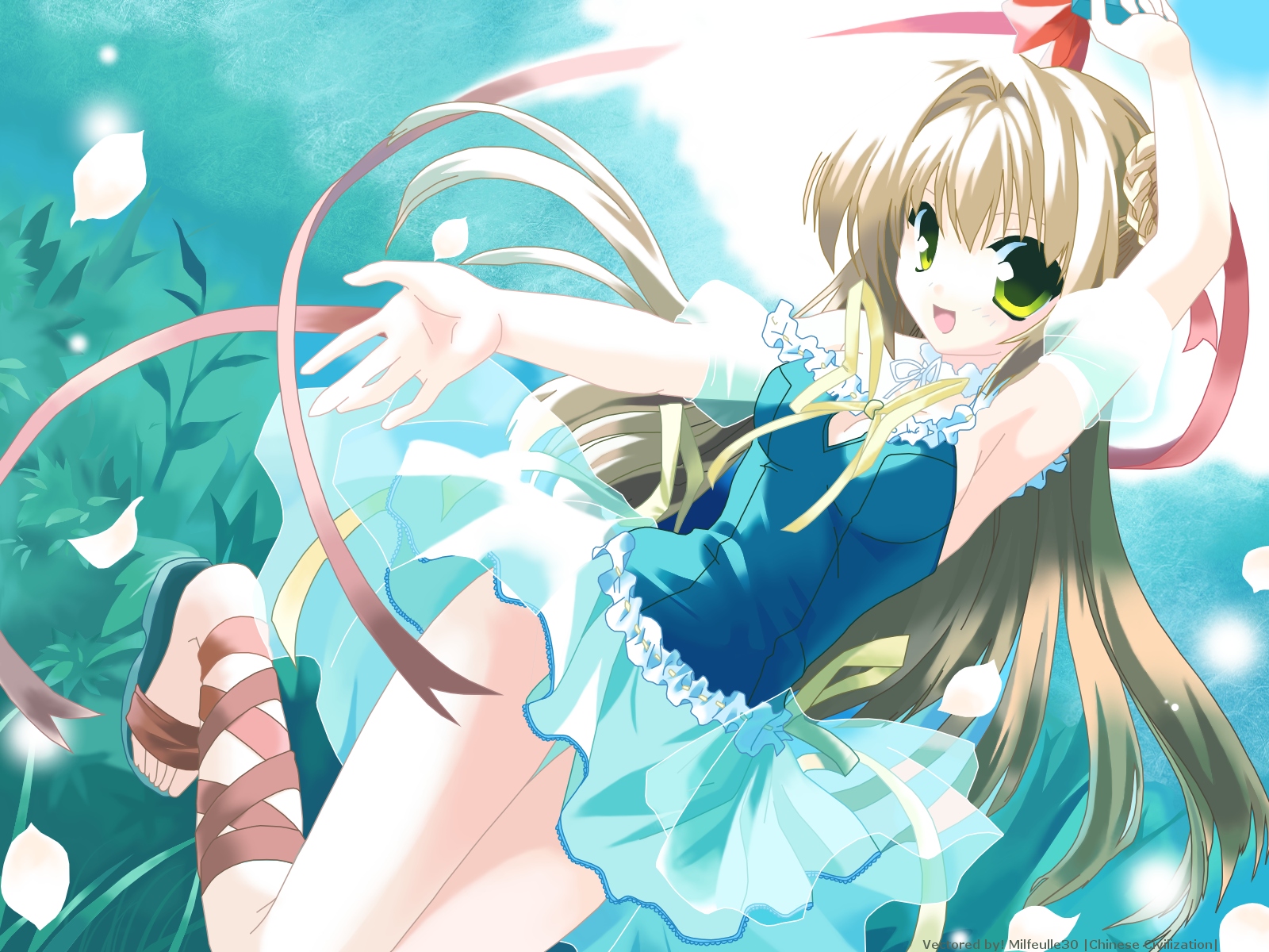 brown_hair, lefeuille, long_hair, minase_lin, skirt, sorairo_no_organ