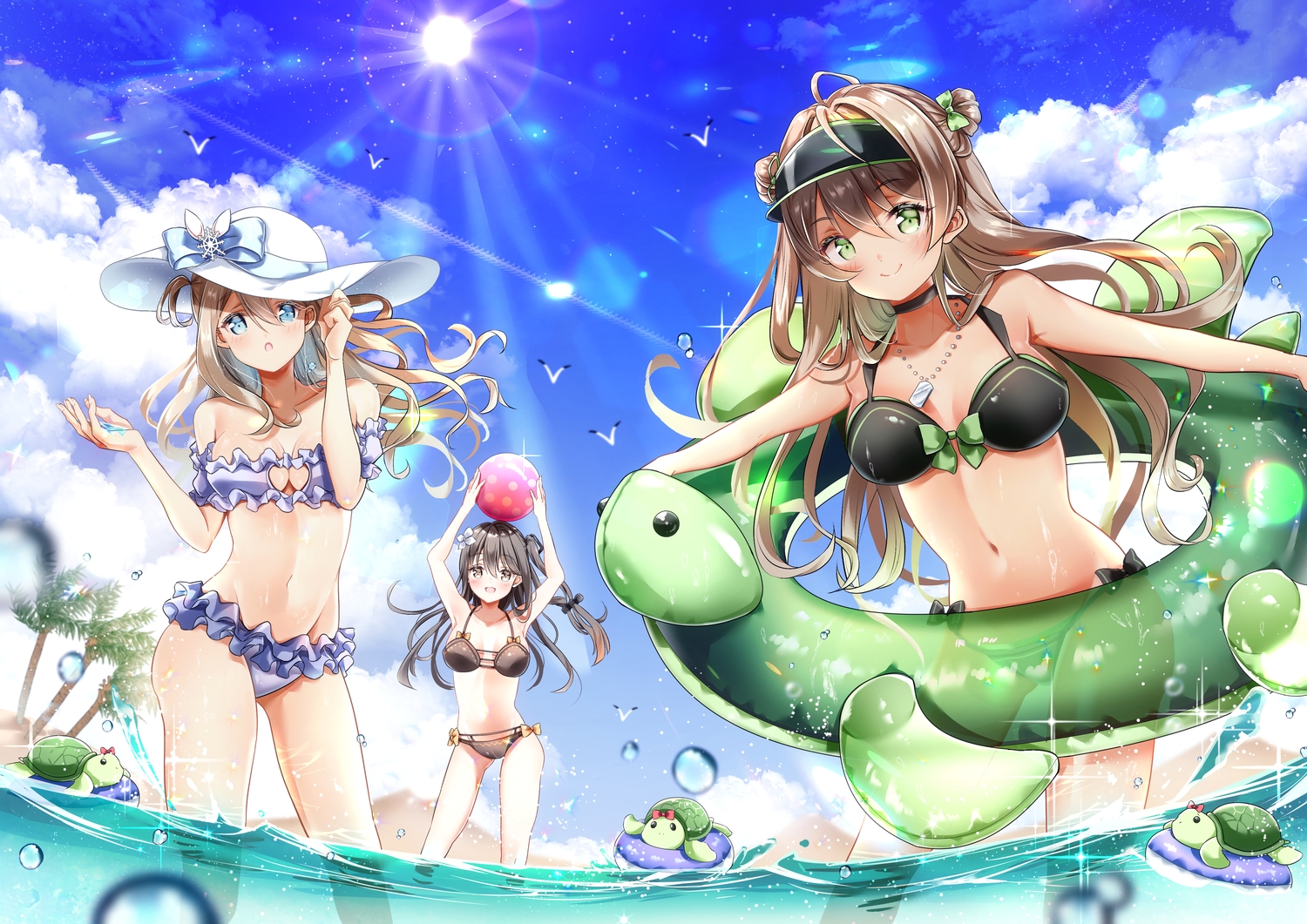 aliasing, animal, anthropomorphism, ball, bikini, girls_frontline, k2_(girls_frontline), ktmzlsy720
