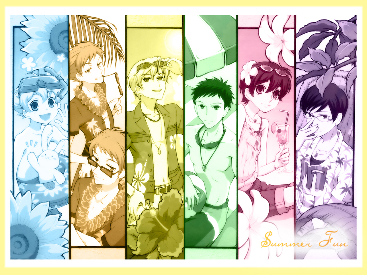 fujioka_haruhi, haninozuka_mitsukuni, hitachiin_hikaru, hitachiin_kaoru, morinozuka_takashi, ootori_kyoya, ouran_koukou_host_club, suou_tamaki