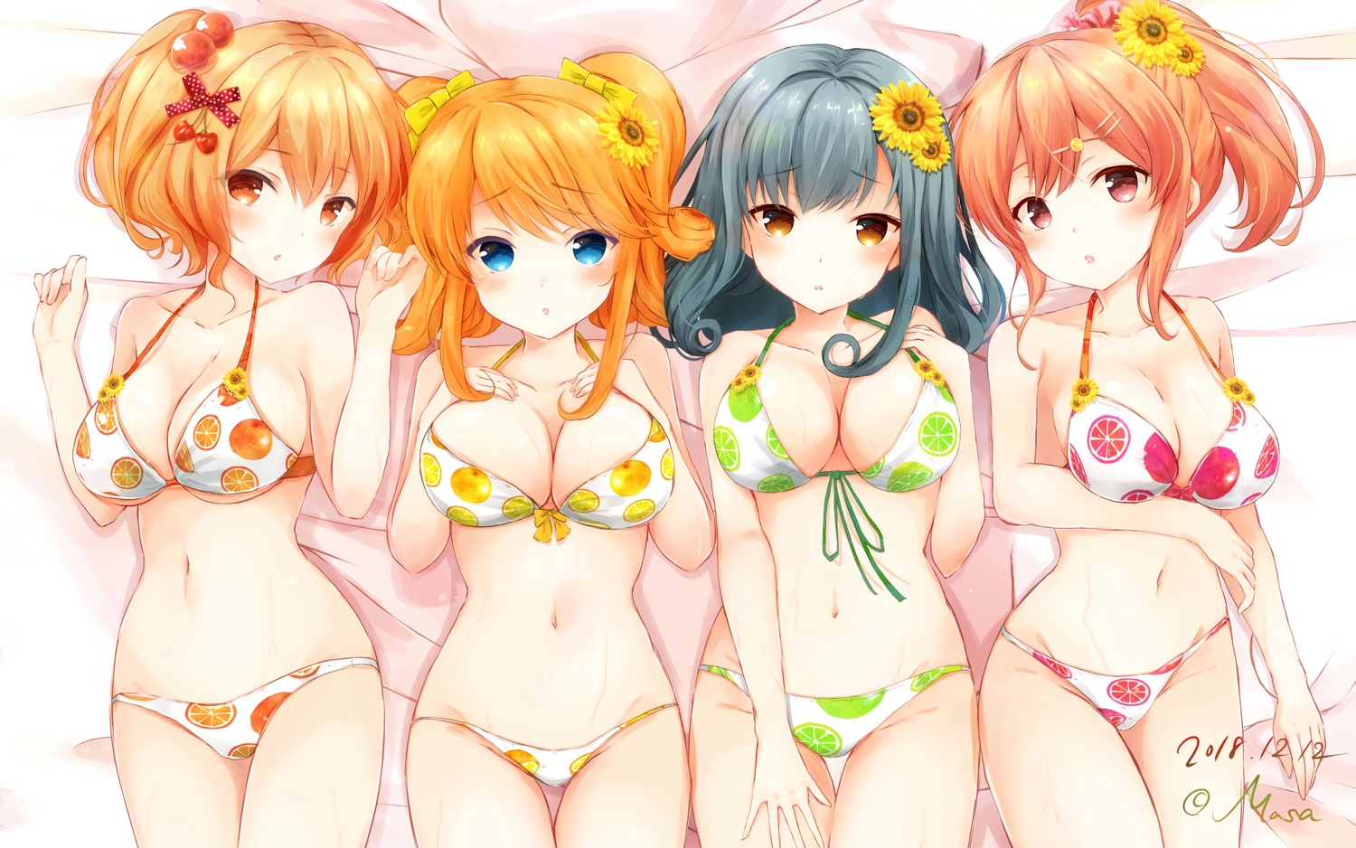 bikini, breast_hold, girlfriend_(kari), group, masa_(mirage77), sagara_emi, sakurai_akane_(girlfriend), shinomiya_risa