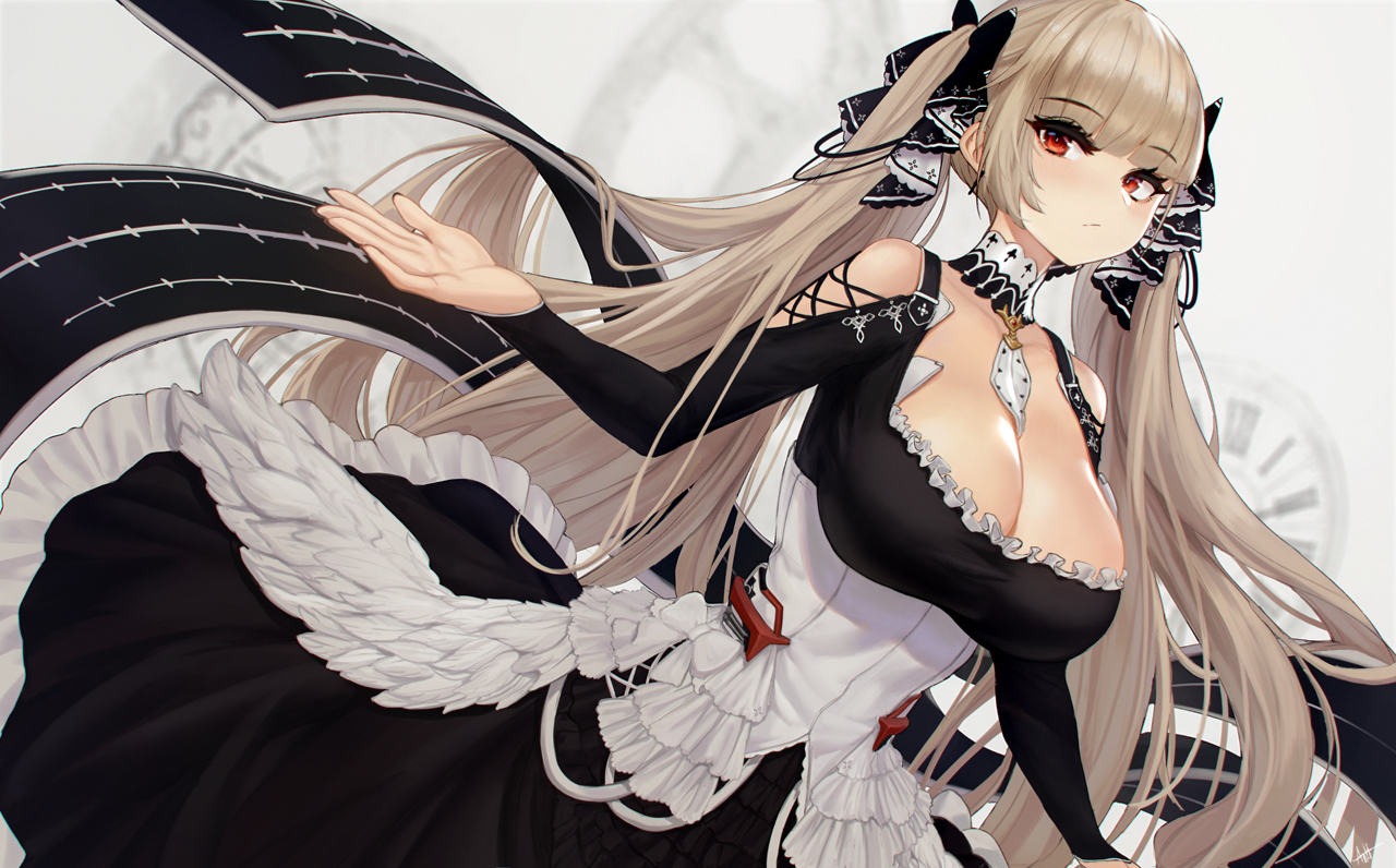 anthropomorphism, azur_lane, blonde_hair, breasts, cleavage, dress, edward_montenegro, formidable_(azur_lane)