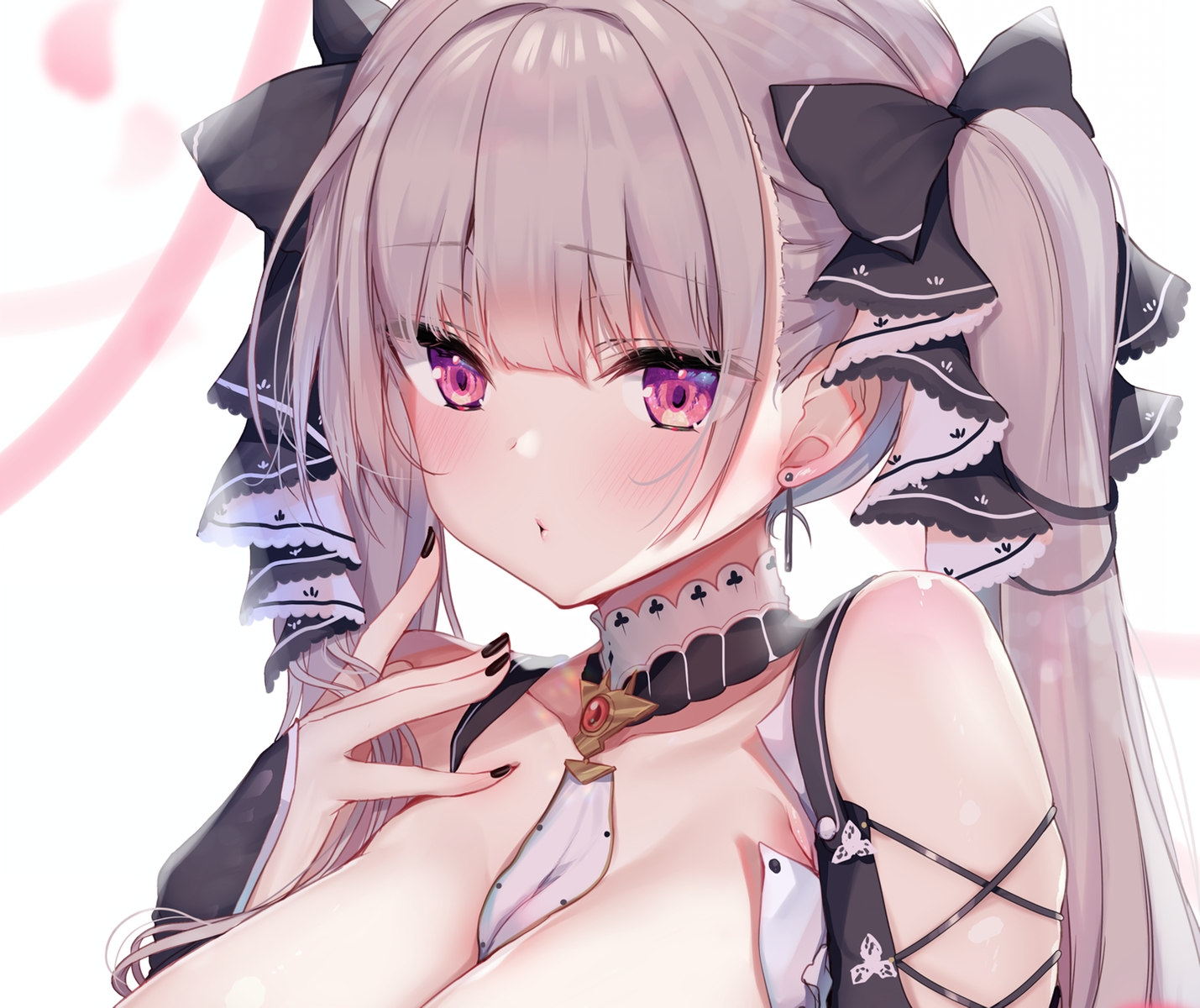 anthropomorphism, ayuma_sayu, azur_lane, blush, bow, breasts, cleavage, cropped