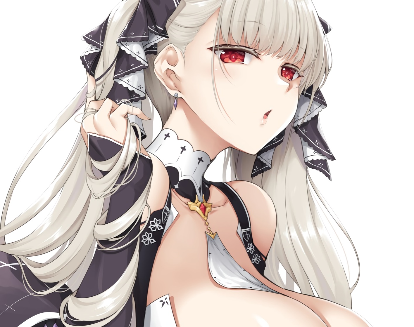 anthropomorphism, azur_lane, bow, breasts, cleavage, close, cropped, formidable_(azur_lane)