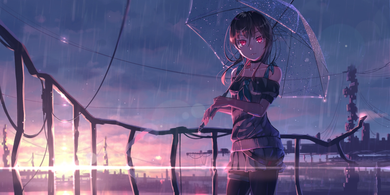 nule3309, original, rain, sunset, umbrella, water