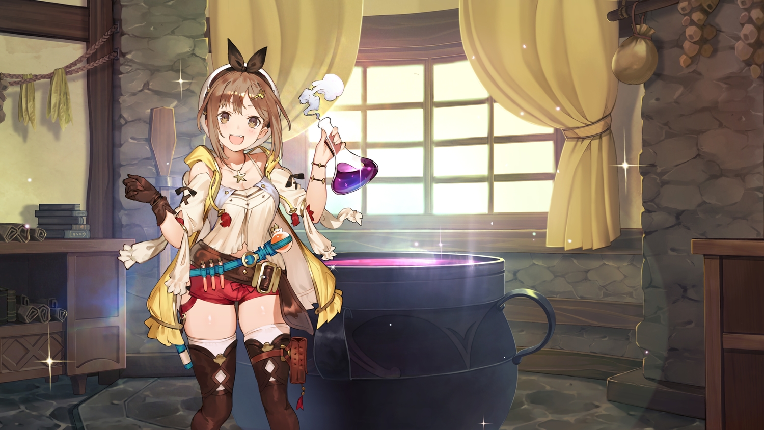 atelier, atelier_ryza, breasts, cleavage, reisalin_stout, thighhighs, toridamono