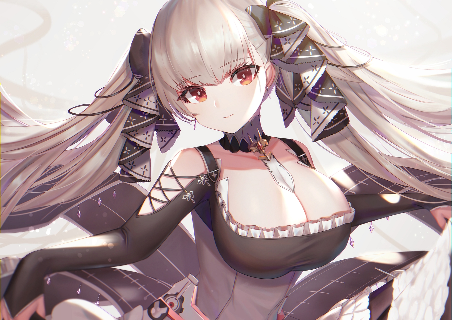 anthropomorphism, azur_lane, bow, breasts, cleavage, dolce_(dolsuke), formidable_(azur_lane), goth-loli