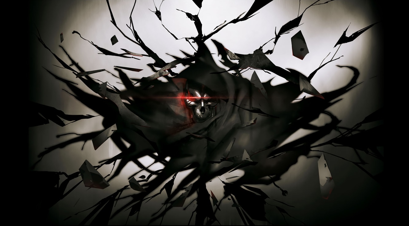 ainz_ooal_gown, all_male, black, cape, cropped, gradient, hood, male