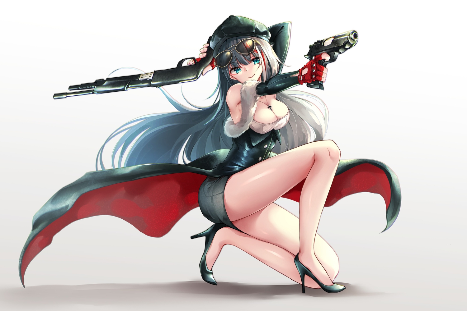 anthropomorphism, aqua_eyes, azur_lane, black_hair, breasts, cleavage, deutschland_(azur_lane), glasses