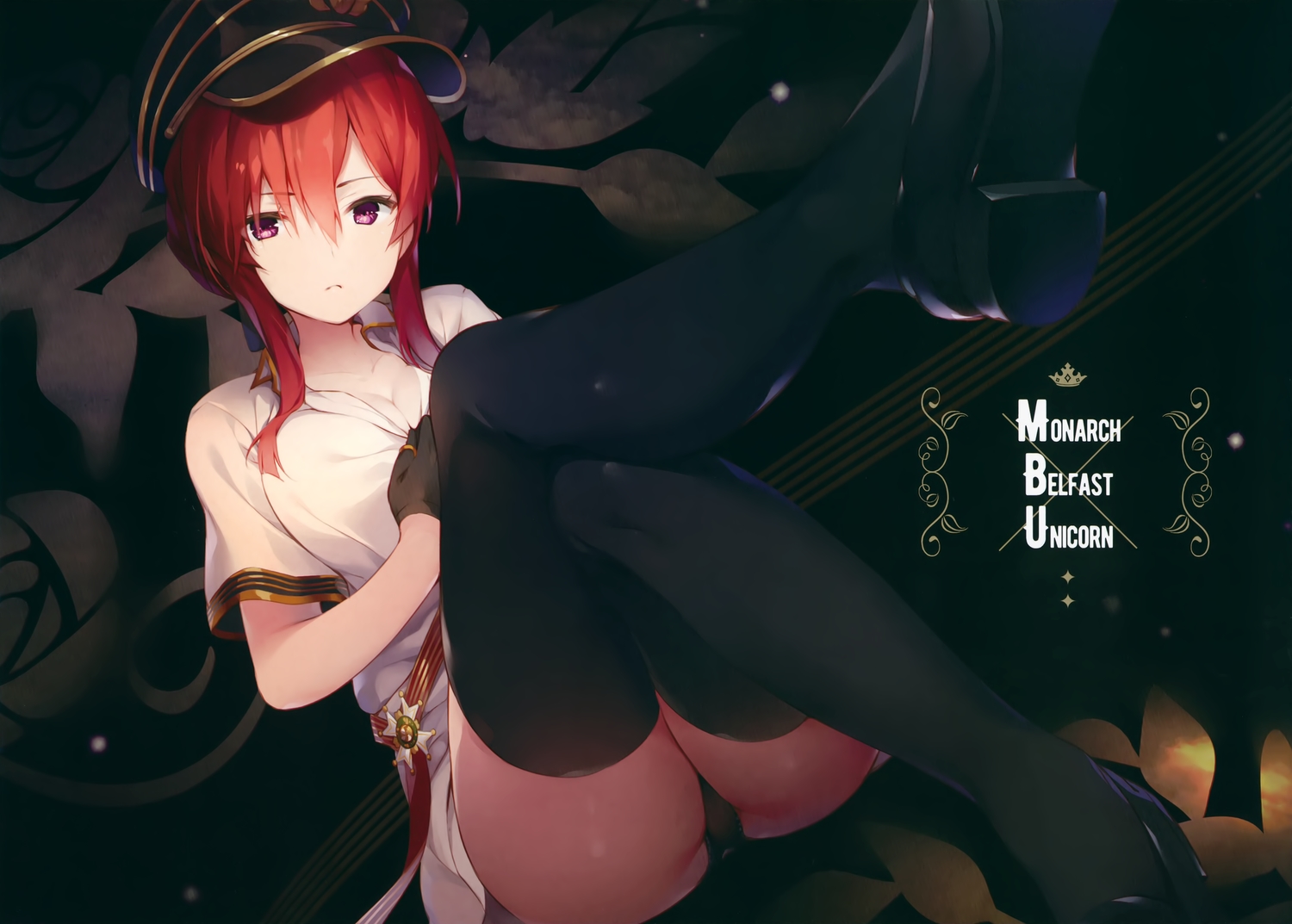 anthropomorphism, azur_lane, breasts, cleavage, gloves, hat, monarch_(azur_lane), panties