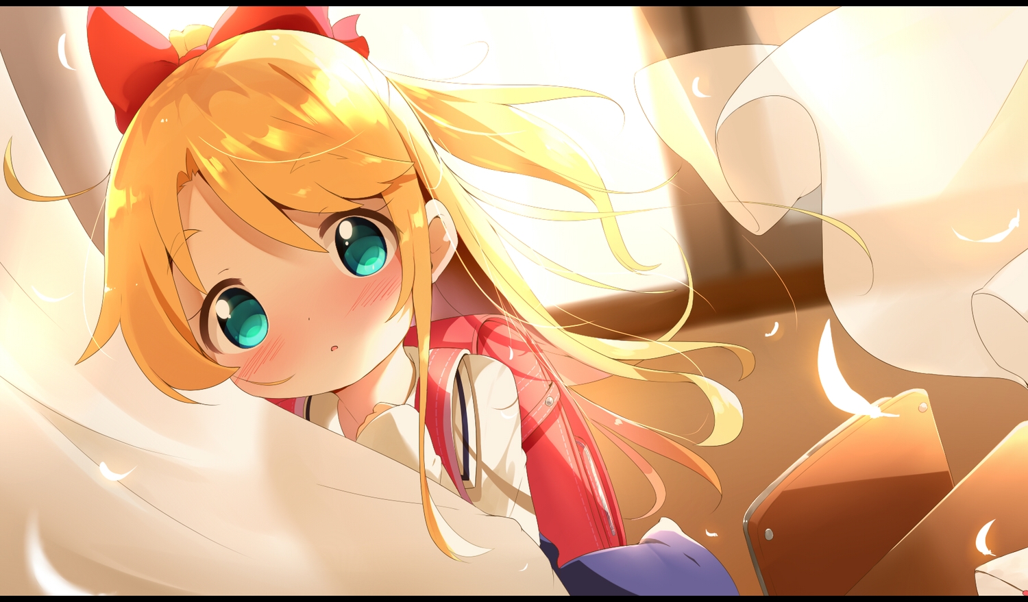 blonde_hair, blush, green_eyes, himesaka_noa, loli, long_hair, makuran_(m-kun), watashi_ni_tenshi_ga_maiorita!