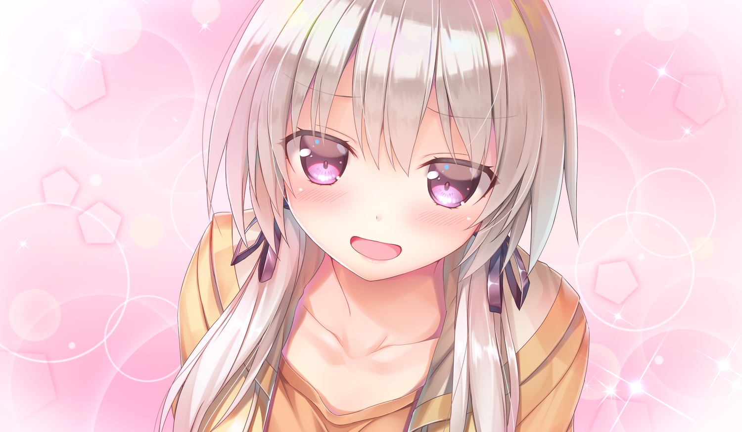 blush, close, game_cg, gradient, gray_hair, kakegawa_hazuki, kiba_satoshi, long_hair