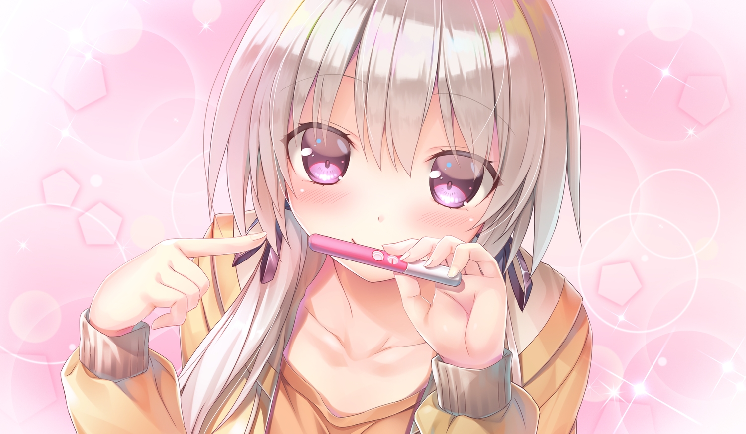 blush, close, game_cg, gradient, gray_hair, kakegawa_hazuki, kiba_satoshi, long_hair