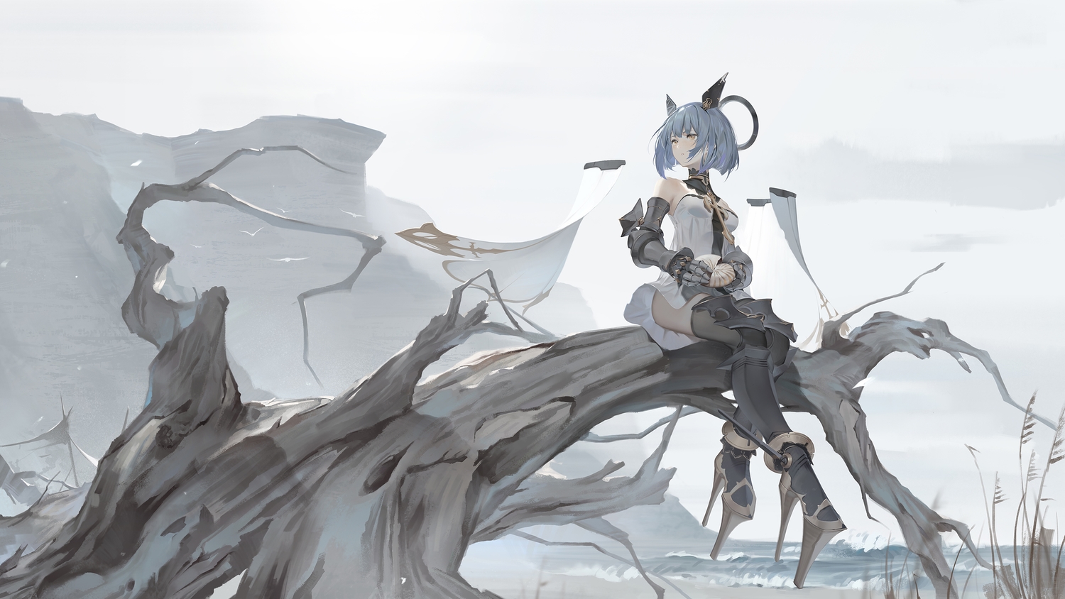 anthropomorphism, azur_lane, blue_hair, boots, brown_eyes, elbow_gloves, gascogne_(azur_lane), gloves