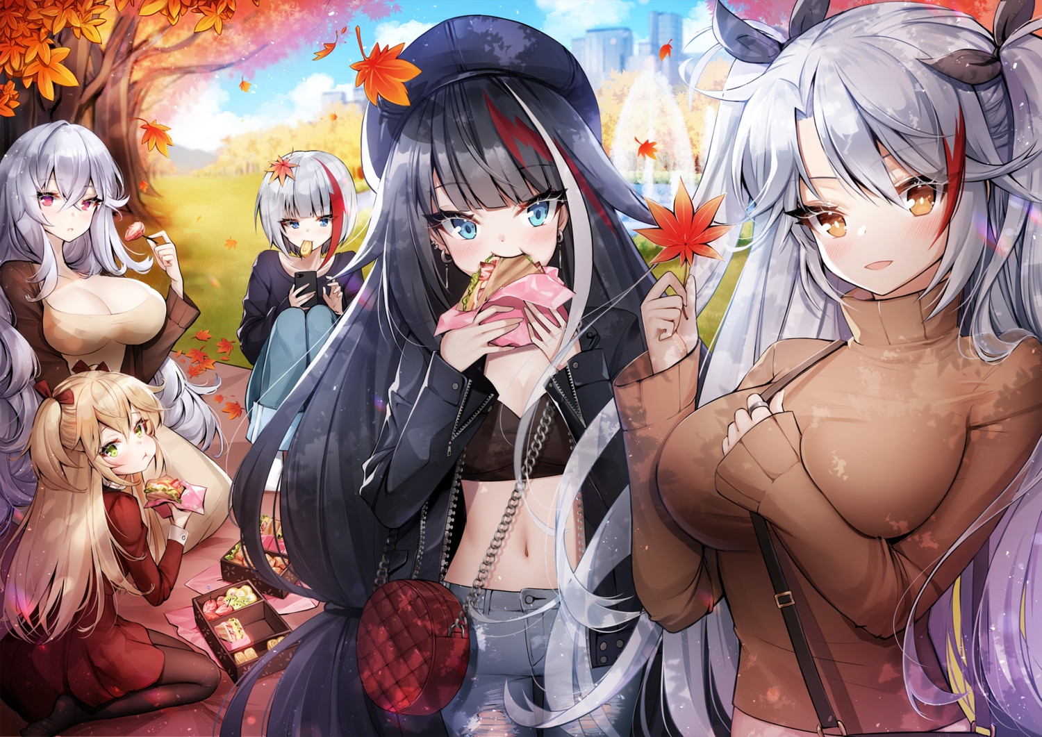 admiral_graf_spee_(azur_lane), admiral_hipper_(azur_lane), ankkoyom, anthropomorphism, autumn, azur_lane, blonde_hair, blue_eyes
