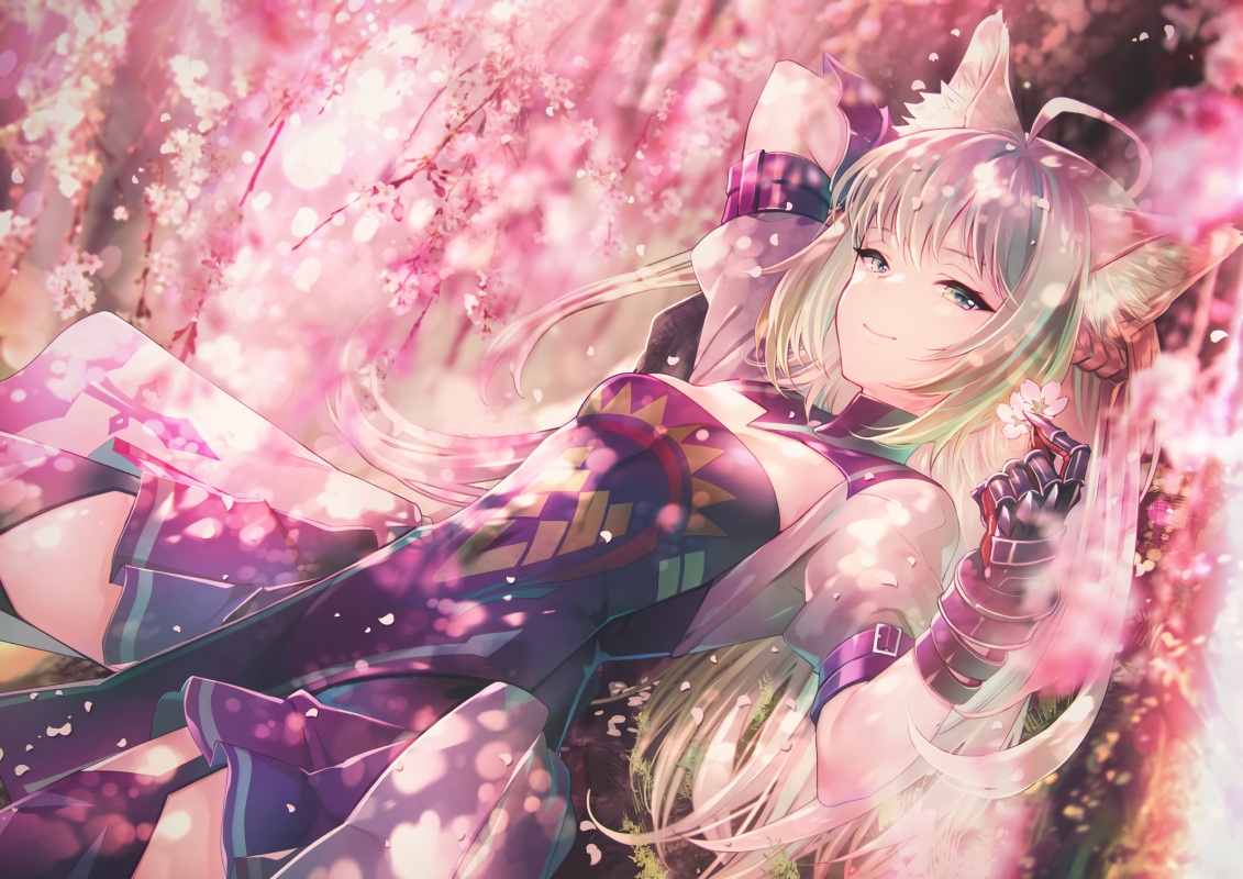animal_ears, atalanta_(fate), catgirl, fate/apocrypha, fate/grand_order, fate_(series), flowers, gloves