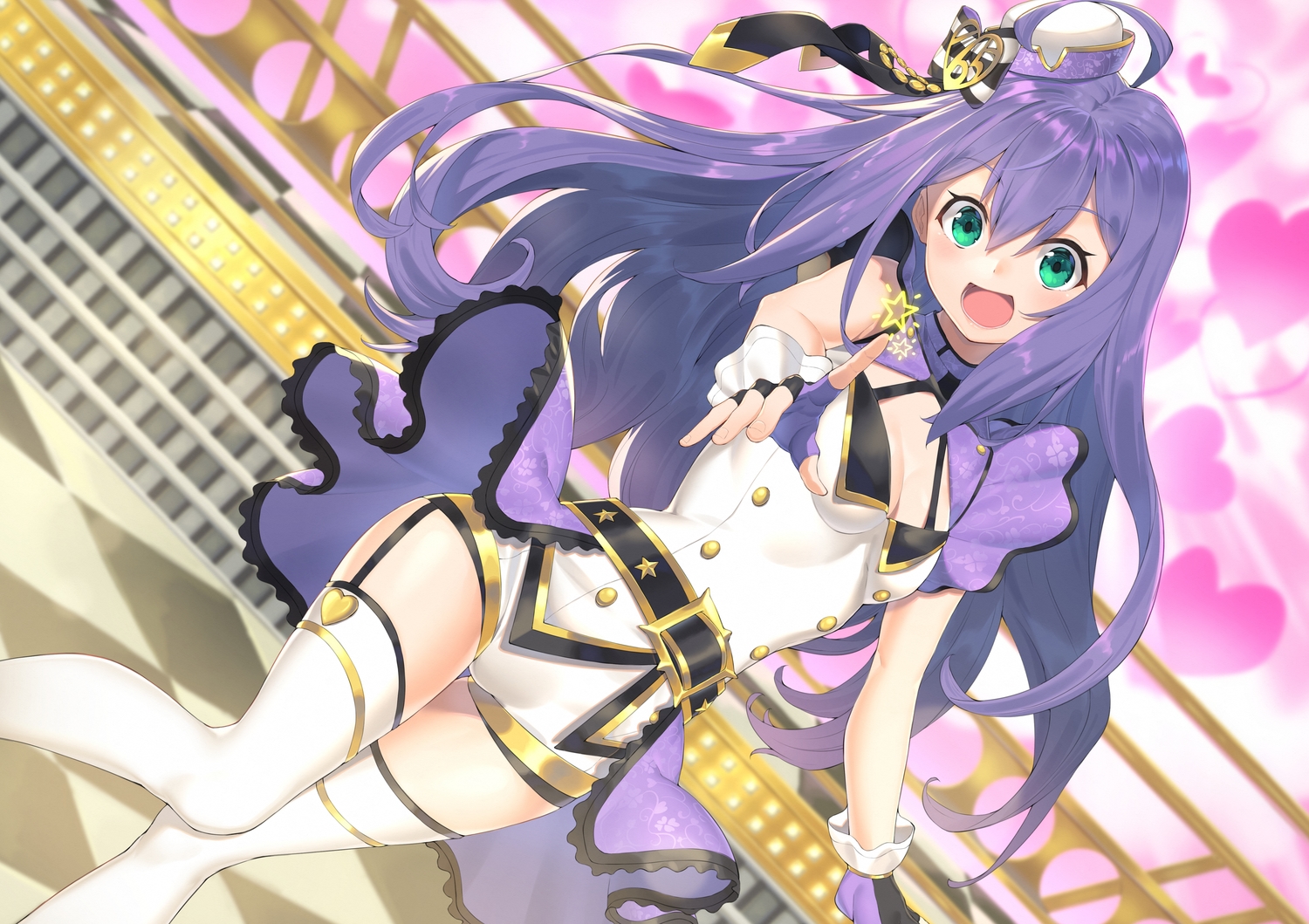 breasts, cleavage, garter_belt, idolmaster, idolmaster_million_live!, joker_(tomakin524), long_hair, mochizuki_anna