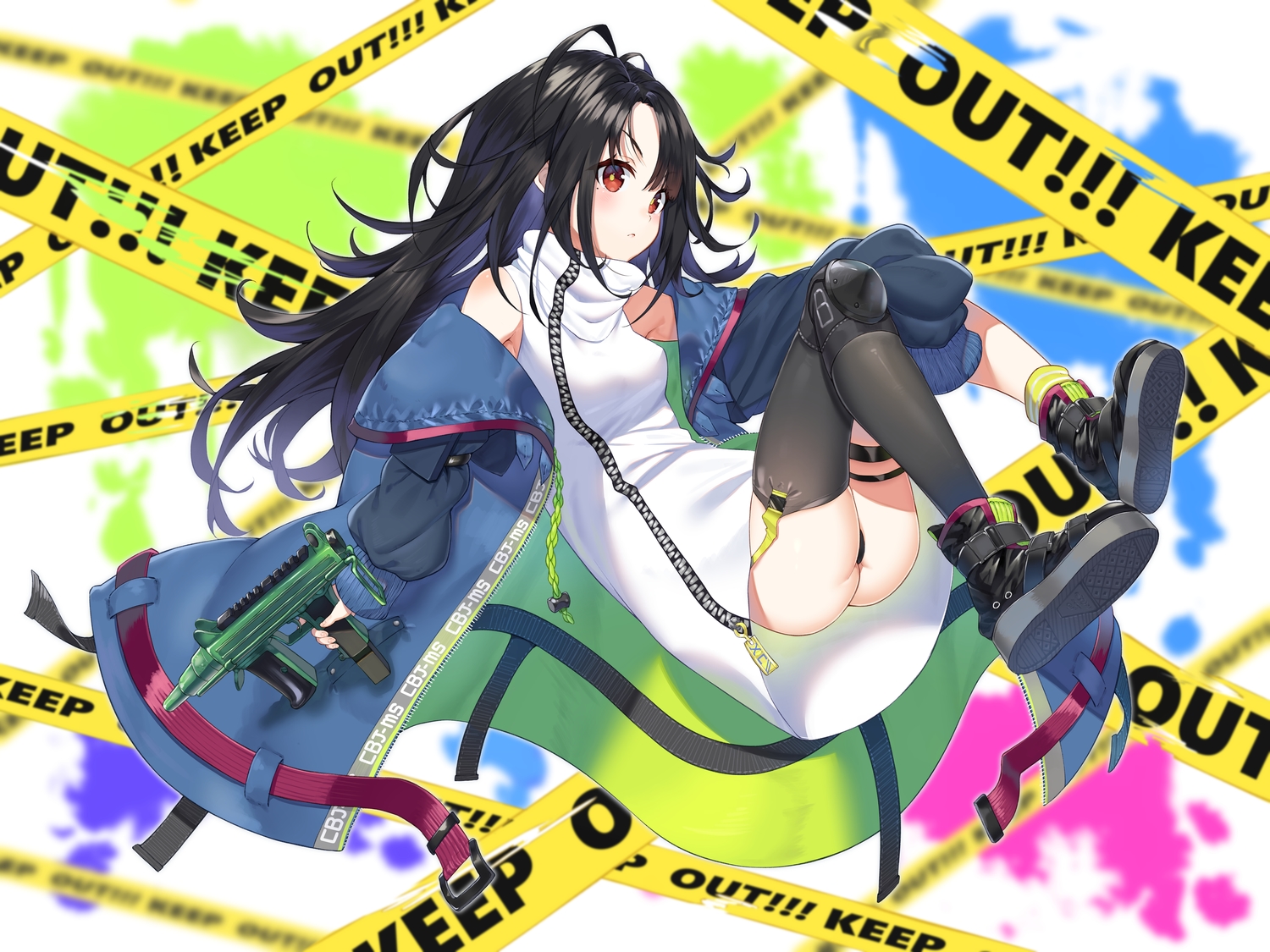 anthropomorphism, c-ms_(girls_frontline), garter_belt, girls_frontline, gun, joker_(tomakin524), panties, stockings