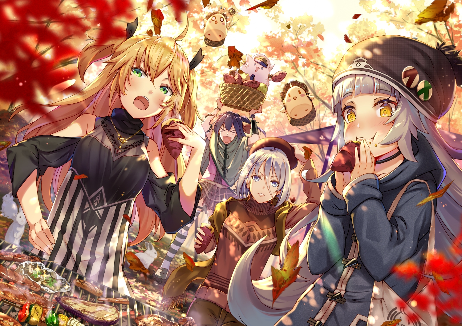 admiral_hipper_(azur_lane), animal, anthropomorphism, autumn, azur_lane, blonde_hair, blue_eyes, blush