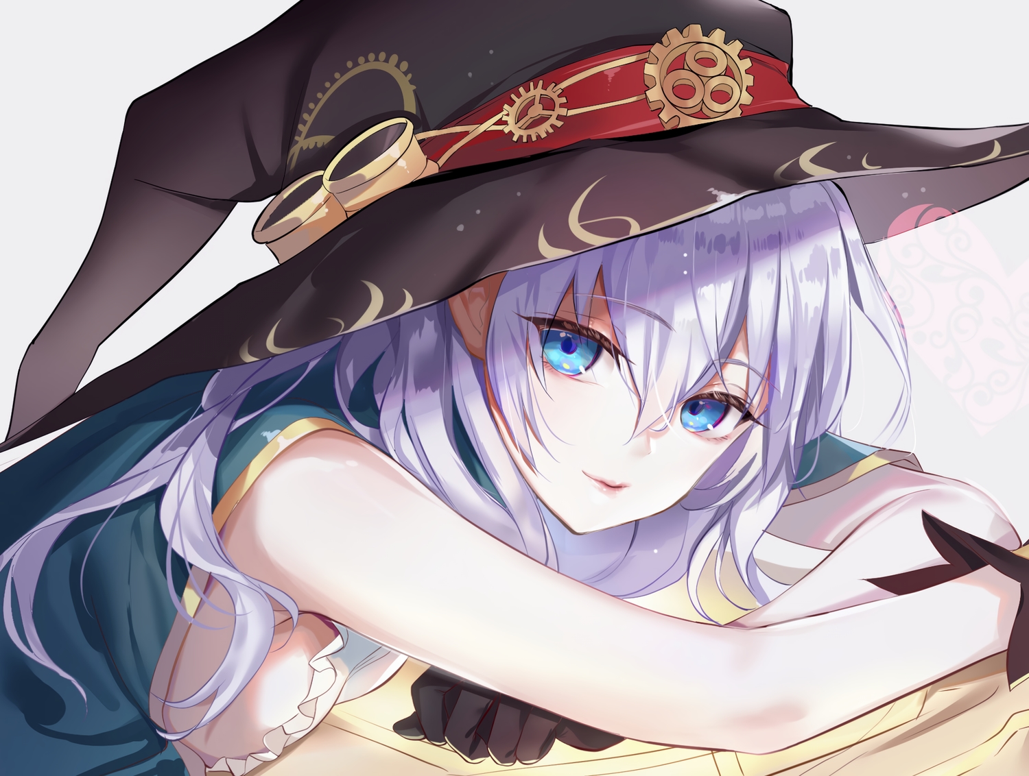 aqua_eyes, close, gloves, hat, long_hair, mf_bunko, purple_hair, tagme_(character), witch, witch_hat, youta