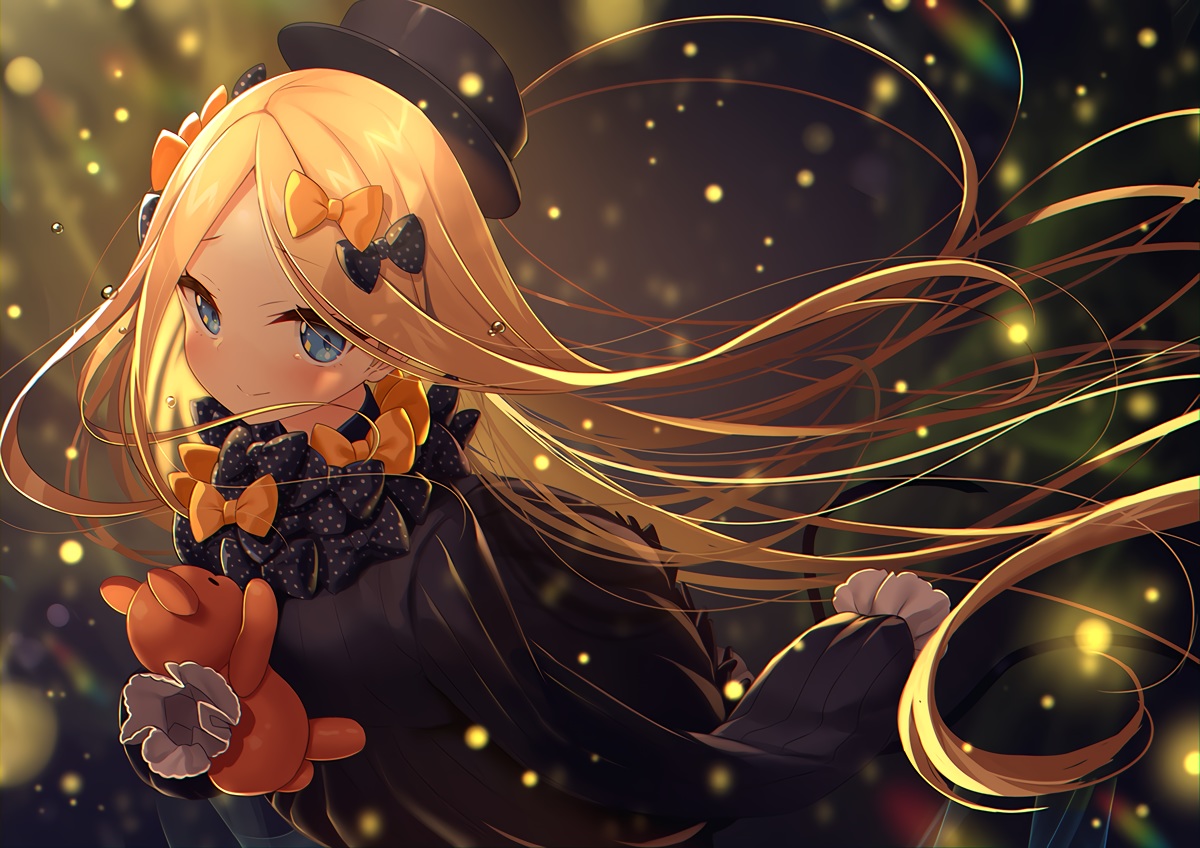 abigail_williams_(fate/grand_order), blonde_hair, blue_eyes, blush, bow, dress, fate/grand_order, fate_(series)