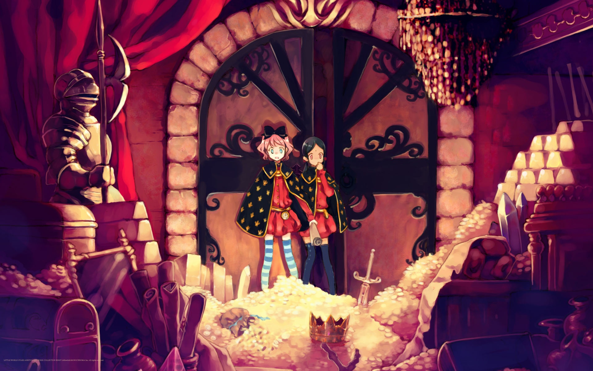 aria_vancleef, black_hair, blue_eyes, cape, kaya_xavier, littlewitch, long_hair, oyari_ashito