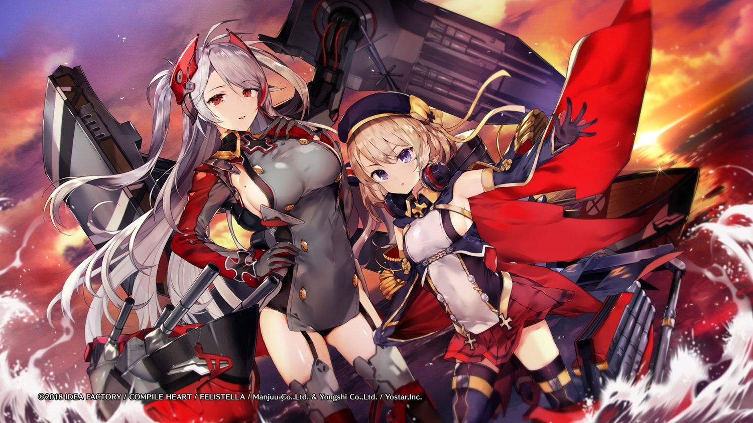 anthropomorphism, azur_lane, blonde_hair, breasts, cape, compile_heart, gloves, gray_hair
