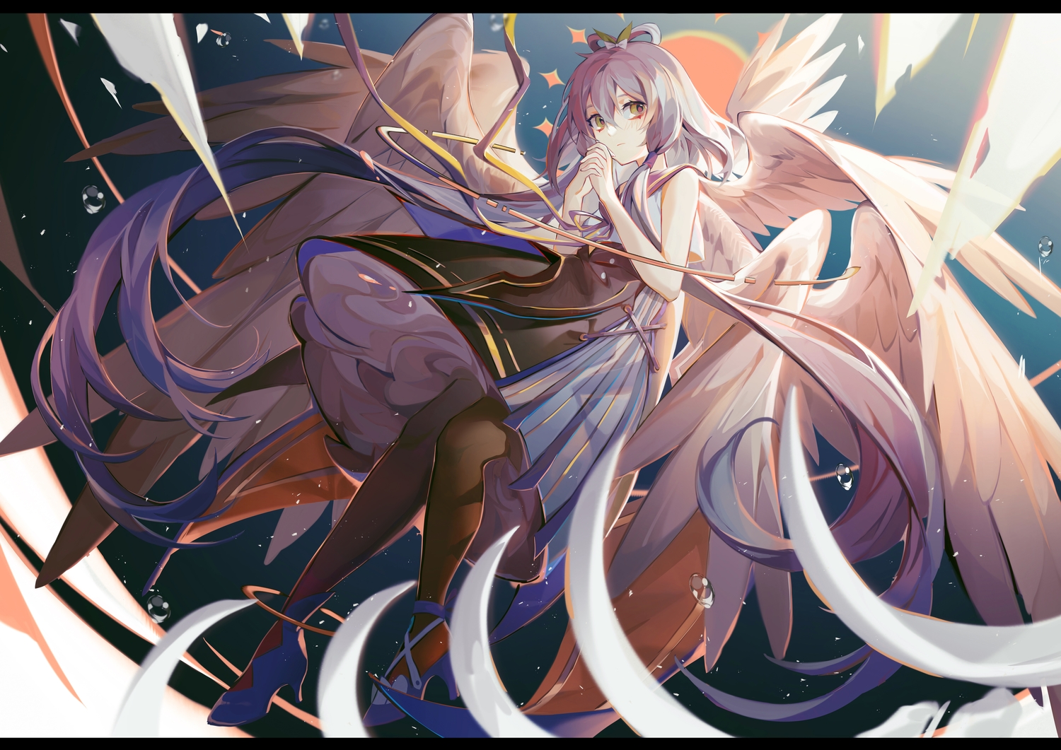 dress, green_eyes, long_hair, luo_tianyi, purple_hair, turkey_(weave7769), twintails, vocaloid