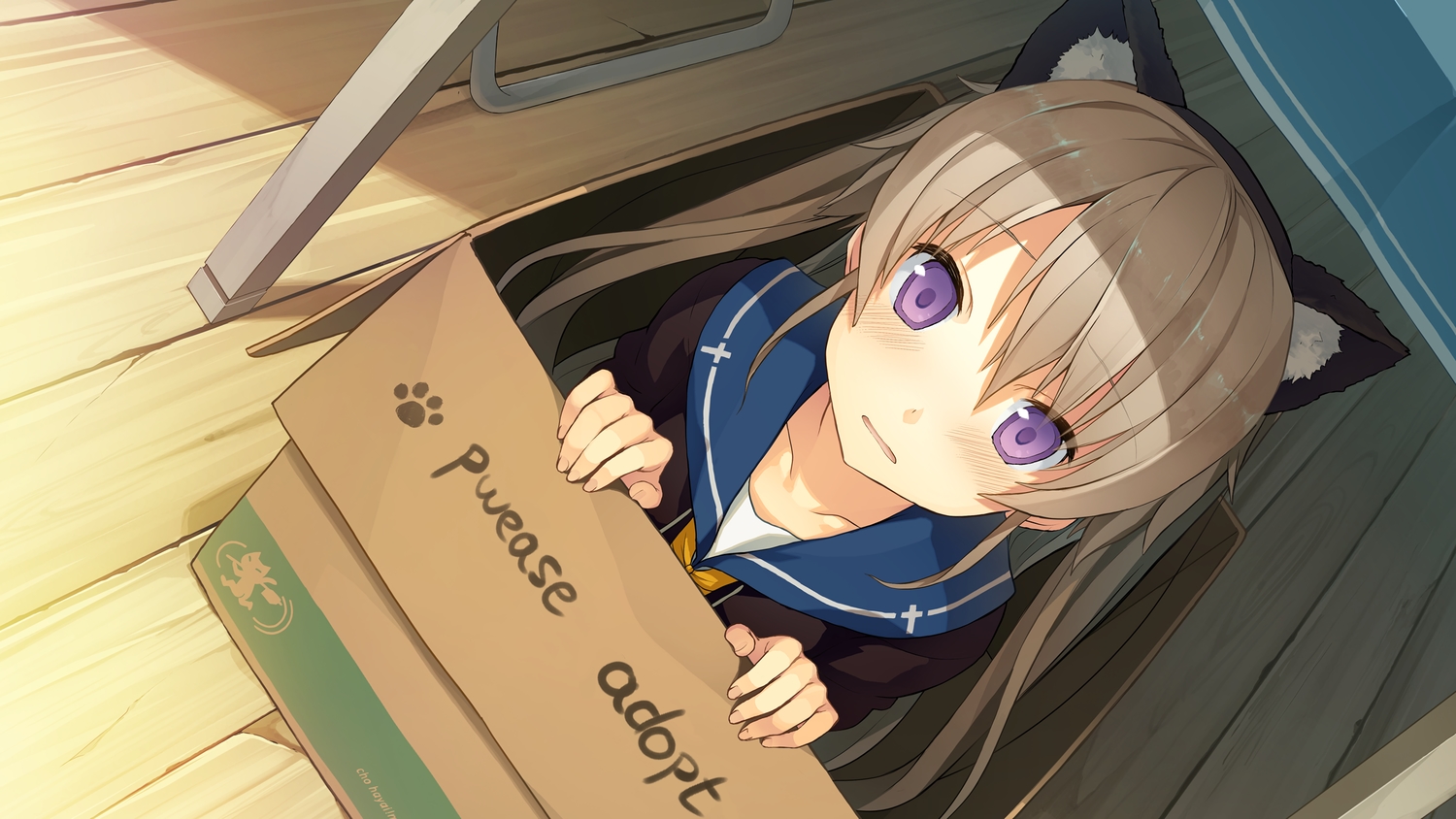 animal_ears, ao_no_kanata_no_four_rhythm, arisaka_mashiro, blush, brown_hair, game_cg, headband, long_hair